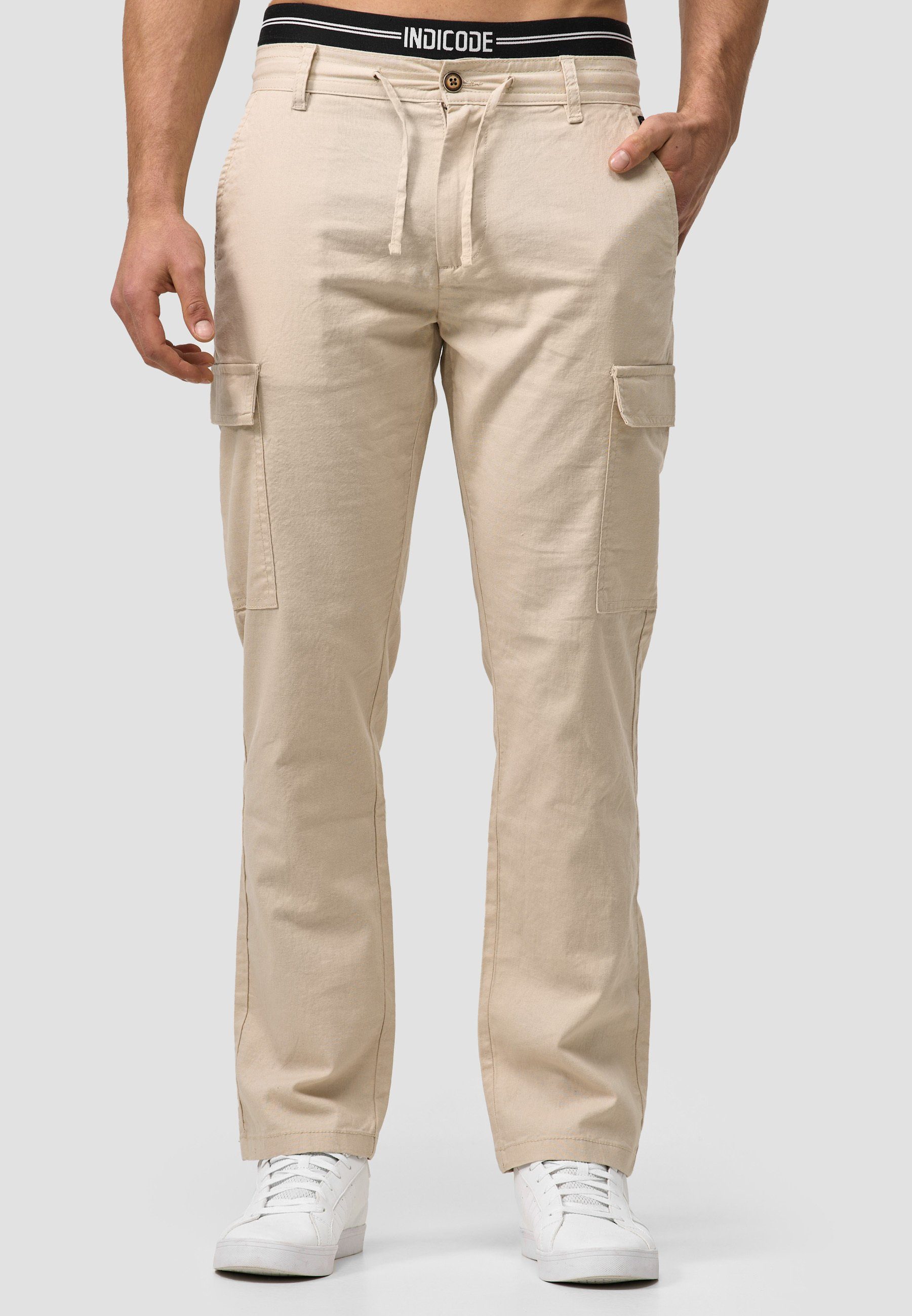 Indicode Leinenhose Leonardo Fog