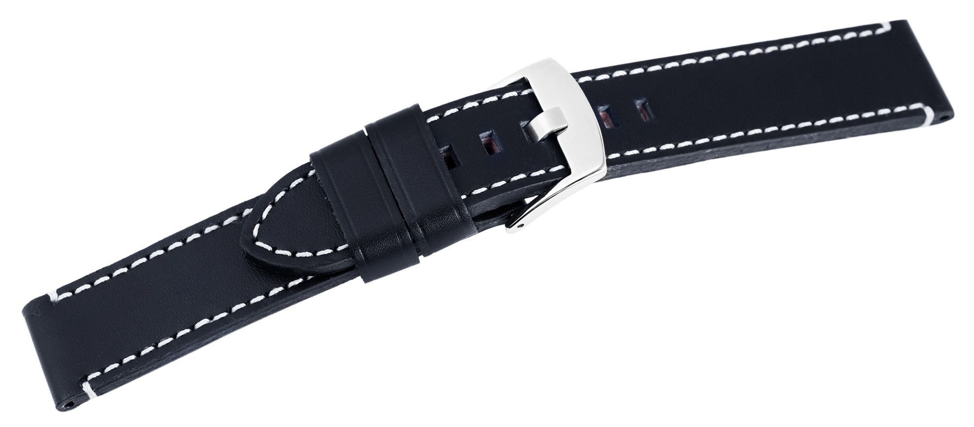 STEINMEISTER Uhrenarmband LB0039 Echtleder-Uhrenarmband, dunkelblau, weiße Naht, 18 mm - 24, Herren ErsatzArmband