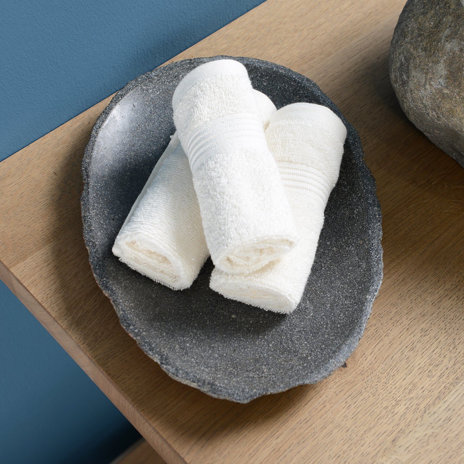 wohnfreuden Dekotablett Naturstein Tablett 30 cm grau rund, 29268