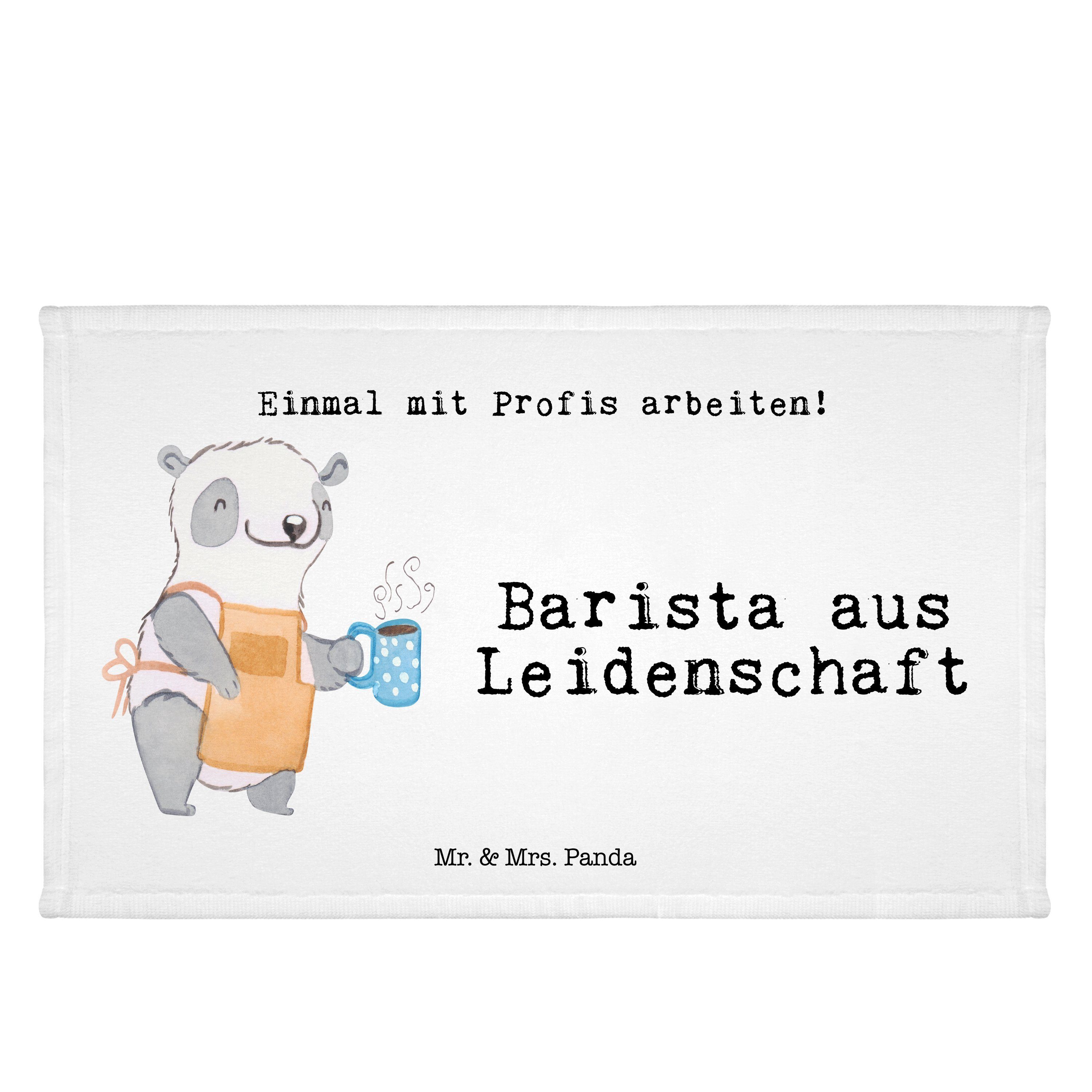 Mr. & Mrs. Panda Handtuch Barista aus Leidenschaft - Weiß - Geschenk, Eröffnung Cafe, Kaffee, A, (1-St)