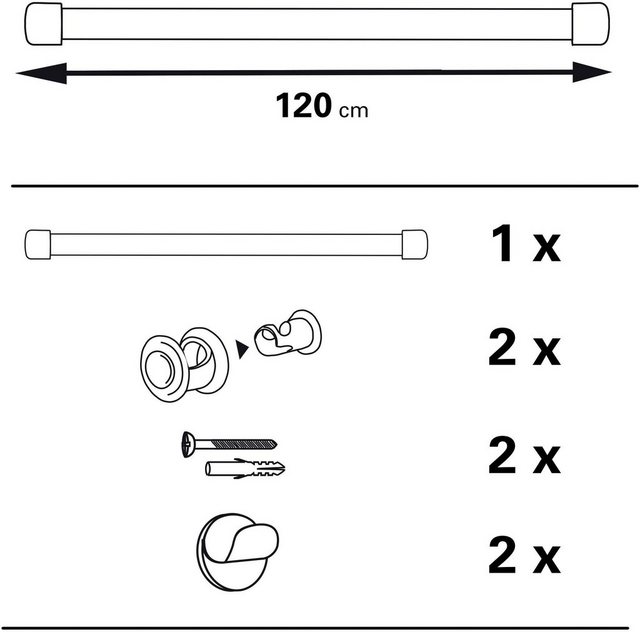 Gardinenstange »Vitragestange Metall«, GARDINIA, Ø 12 mm, 1-läufig, kürzbar, Serie Nevada-Otto