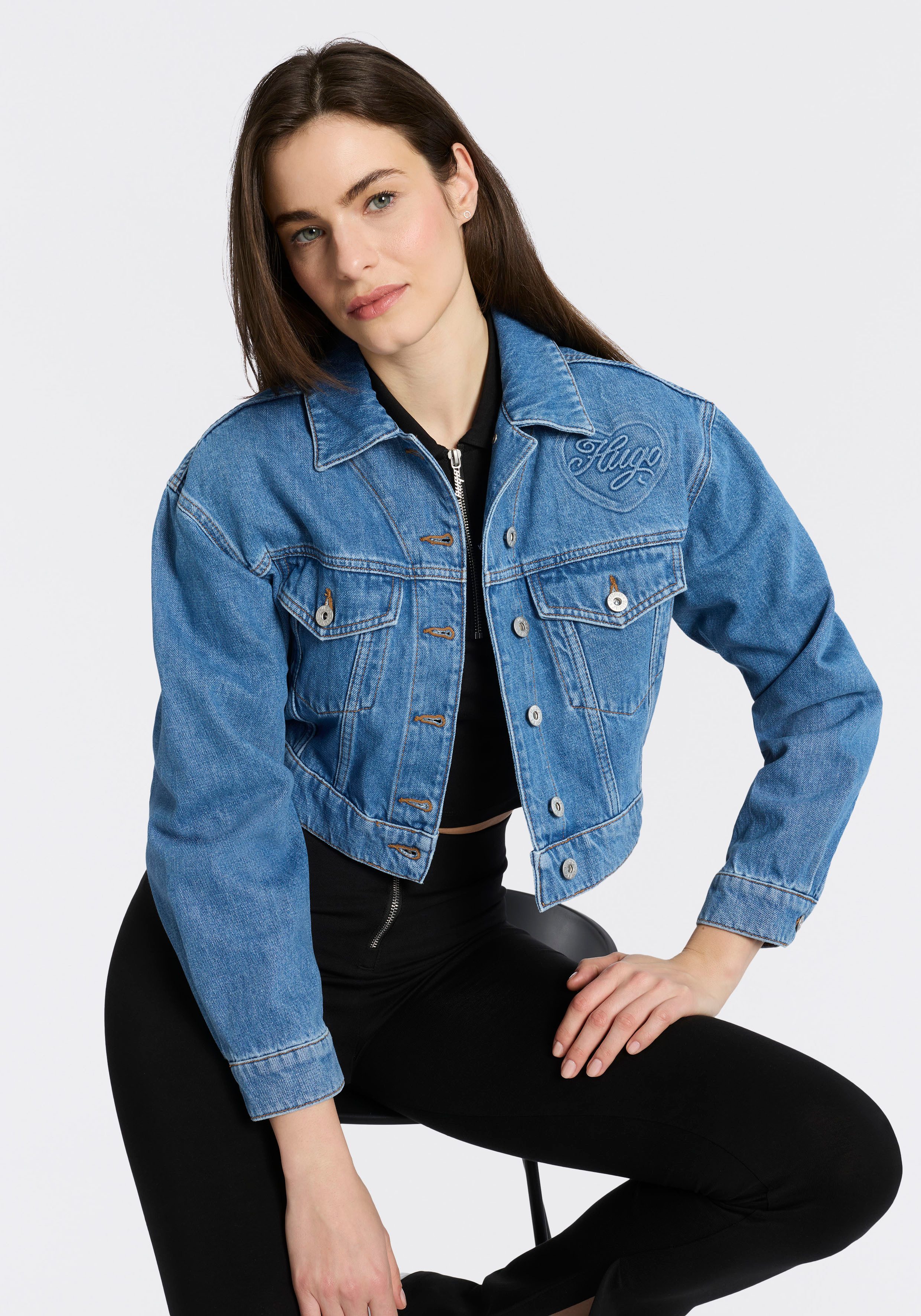 HUGO Jeansjacke Galatea in Cropped-Länge