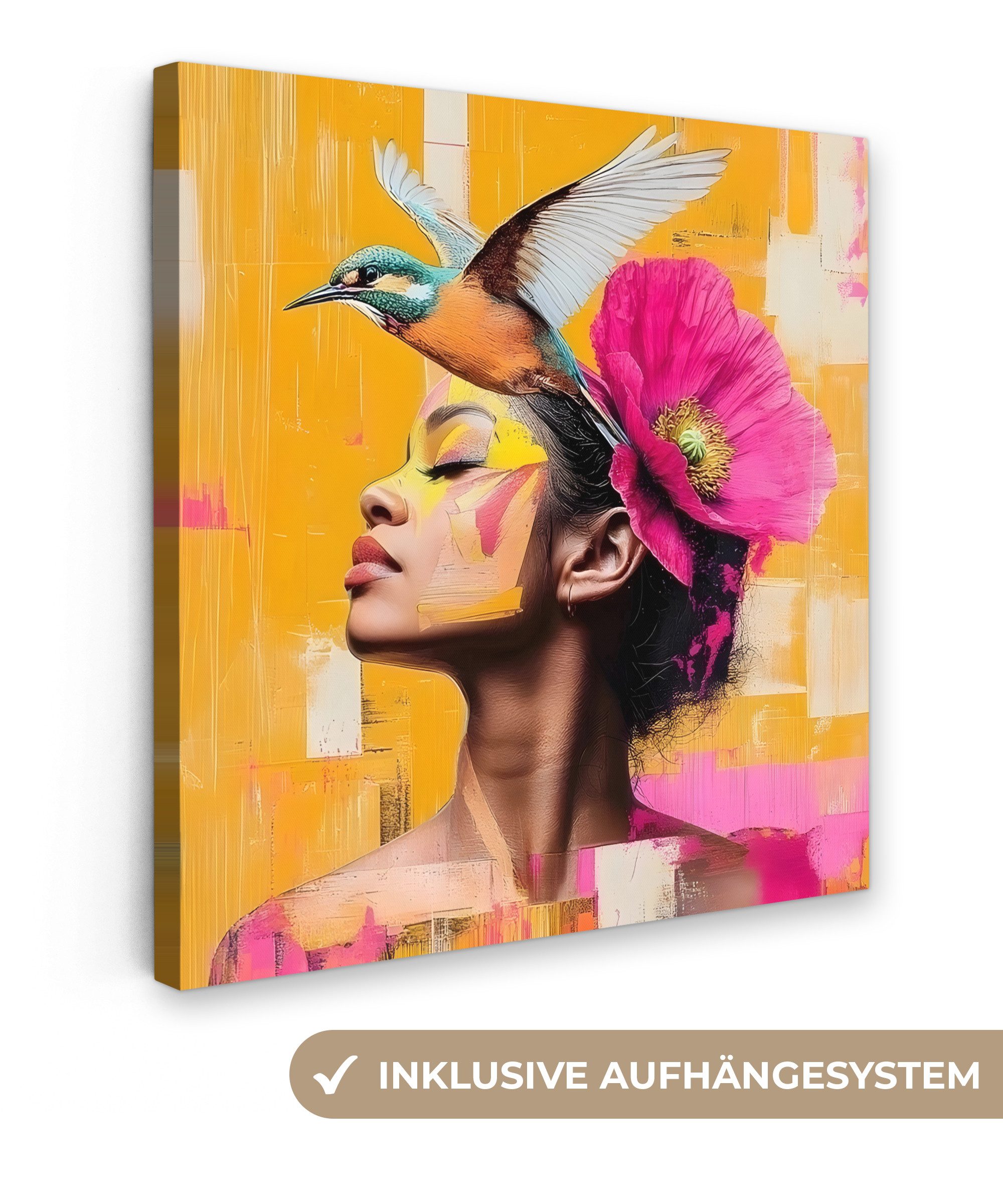 OneMillionCanvasses® Leinwandbild Vogel - Frau - günstig online kaufen