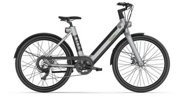 SachsenRAD E-Bike Damen E-Bike 26 Zoll xBird Urban City Bike C6F Connect Grau, 7 Gang Shimano, Kettenschaltung, Hinterradnabenmotor, (1 Stück), Diebstahlschutz per App 120 Dezibel lauter Alarm