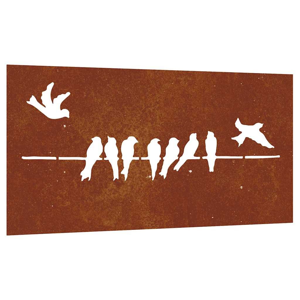 vidaXL Wandbild Garten-Wanddeko 105x55 cm Cortenstahl Vogel-Design, (1 St)