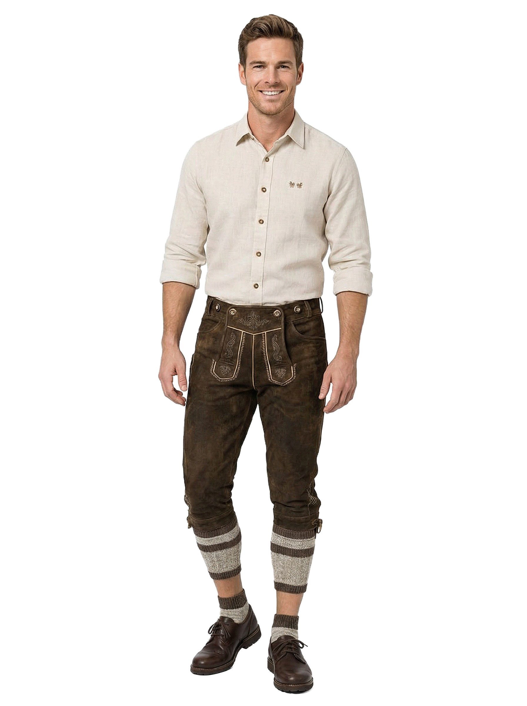 Moschen-Bayern Trachtensocken Trachtenstrümpfe Loferl Stulpen Wadenwärmer Wadelstrümpfe Beige-Braun (2-teilig) – Bild 3 von 3