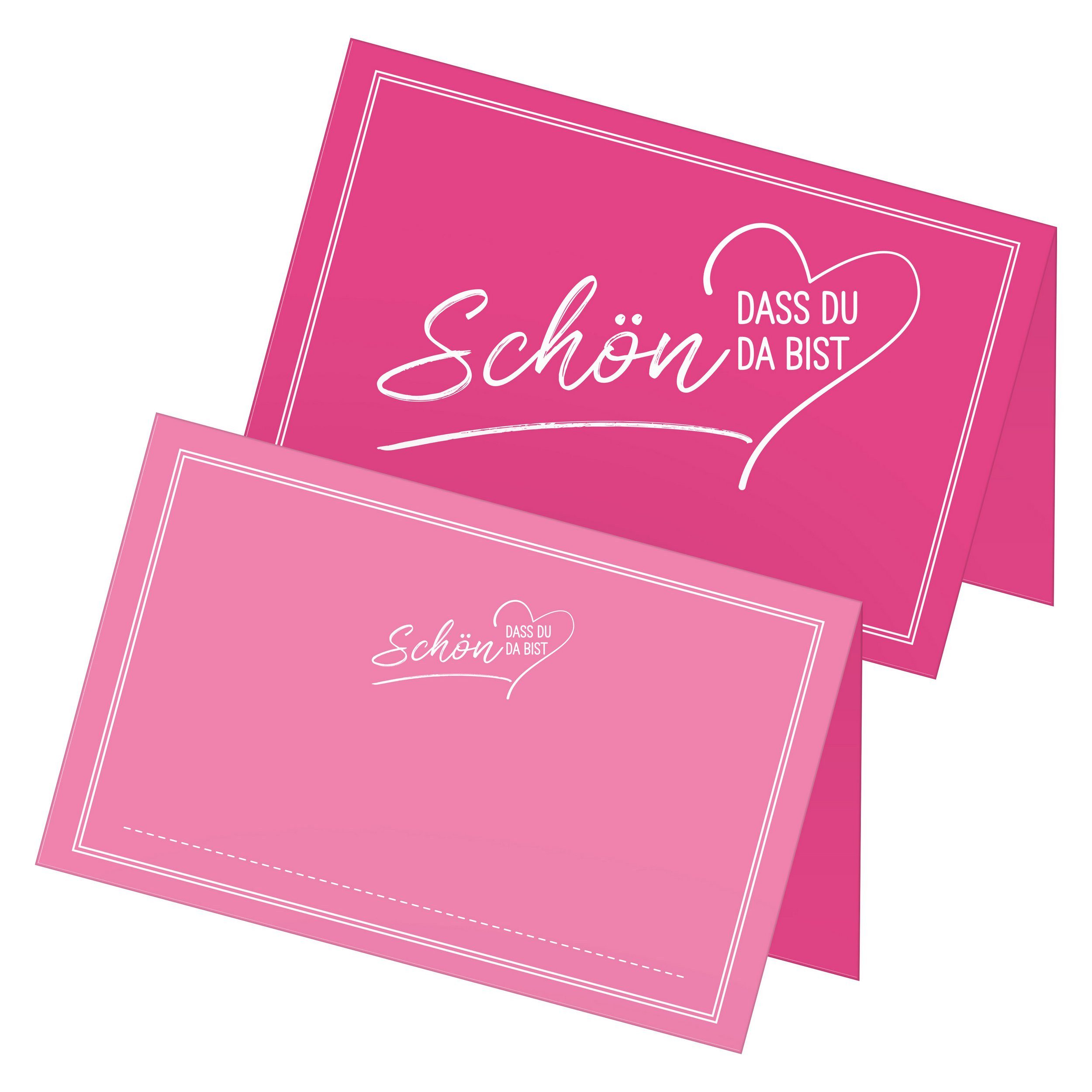itenga Grußkarten ITENGA 48x Tischkarten Schön dass du da bist V2 pink