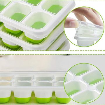 Rnemitery Eiswürfelform Eiswürfelform mit Deckel Eiswürfelbehälter silikon stapelbar 4 pack