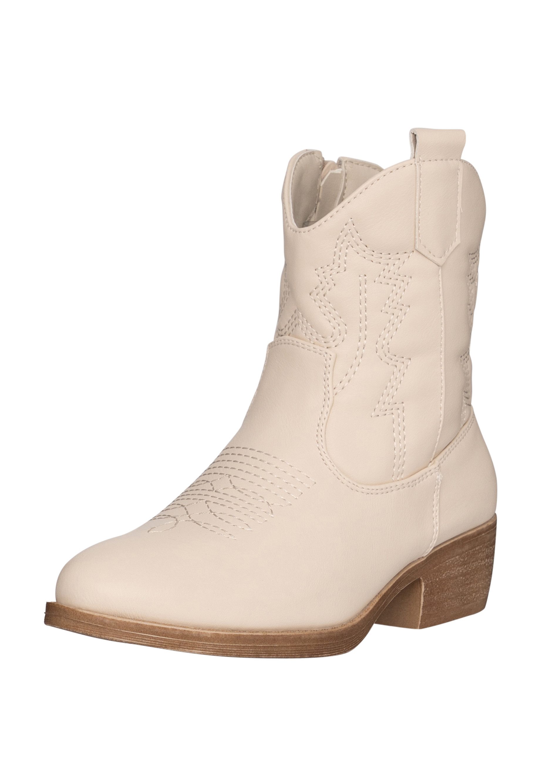 Salinyang Kinder Cowboy Boots in Kunstlederoptik mit Westernstickerei Stiefelette