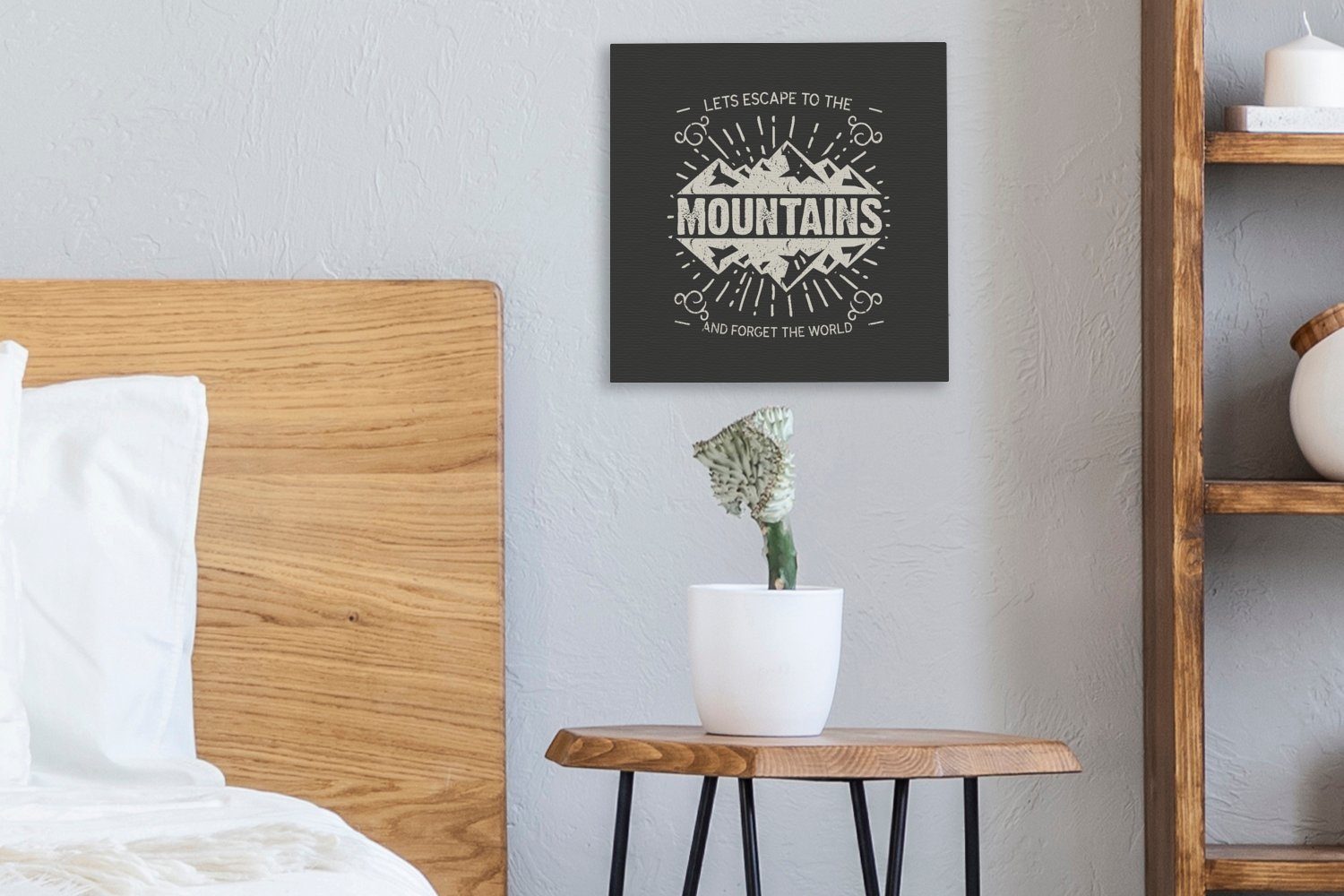 Leinwand Berg (1 - St), Grau, - OneMillionCanvasses® Bilder für Jahrgang Schlafzimmer Leinwandbild Wohnzimmer
