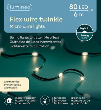 Kaemingk LED-Lichterkette Lumineo Micro LED Strang Flex, mit 8 Funktionen