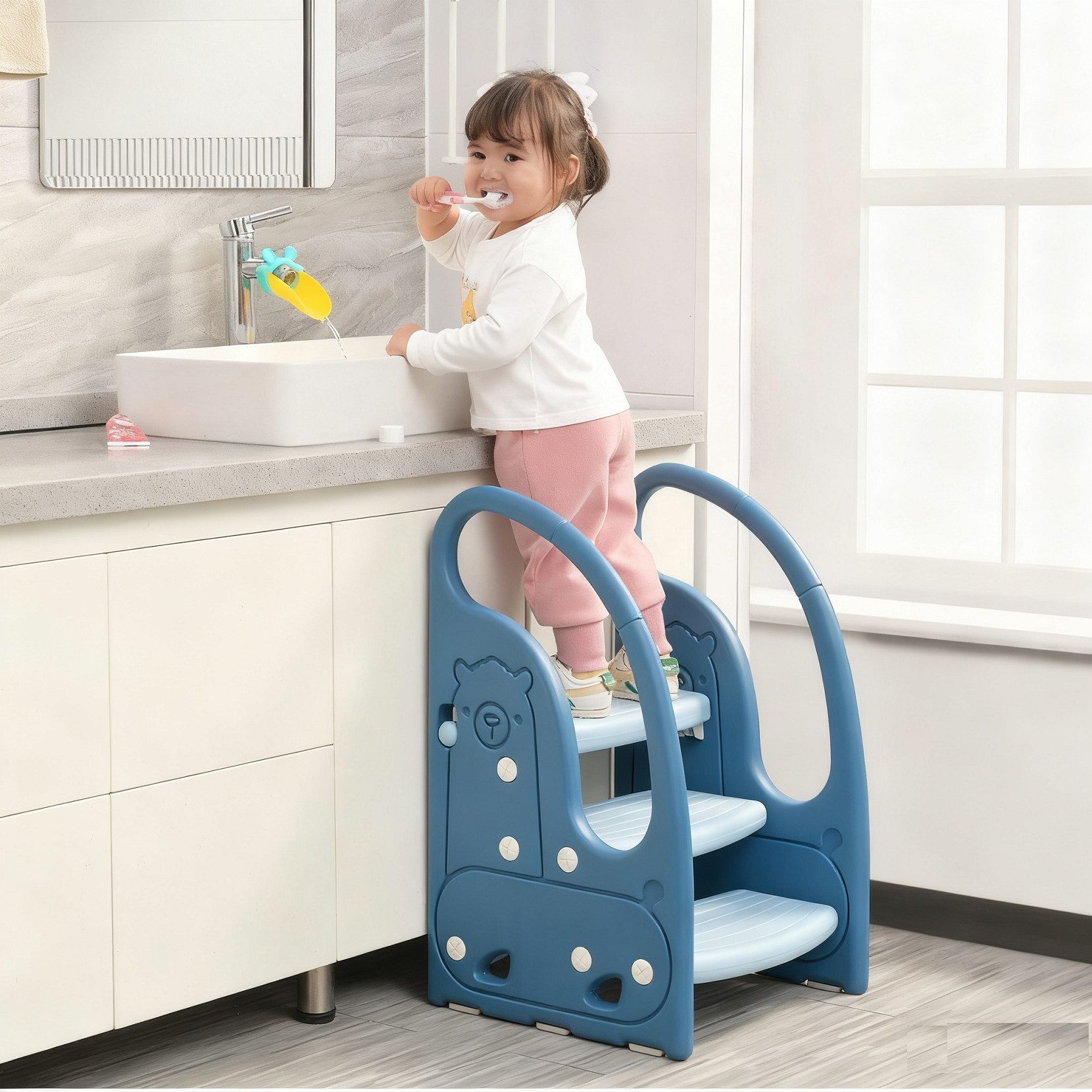 Onasti Tritthocker Tritthocker Dreistufiger Kinderhocker für Bad, Schlafzimmer, Küche – Bild 5 von 5