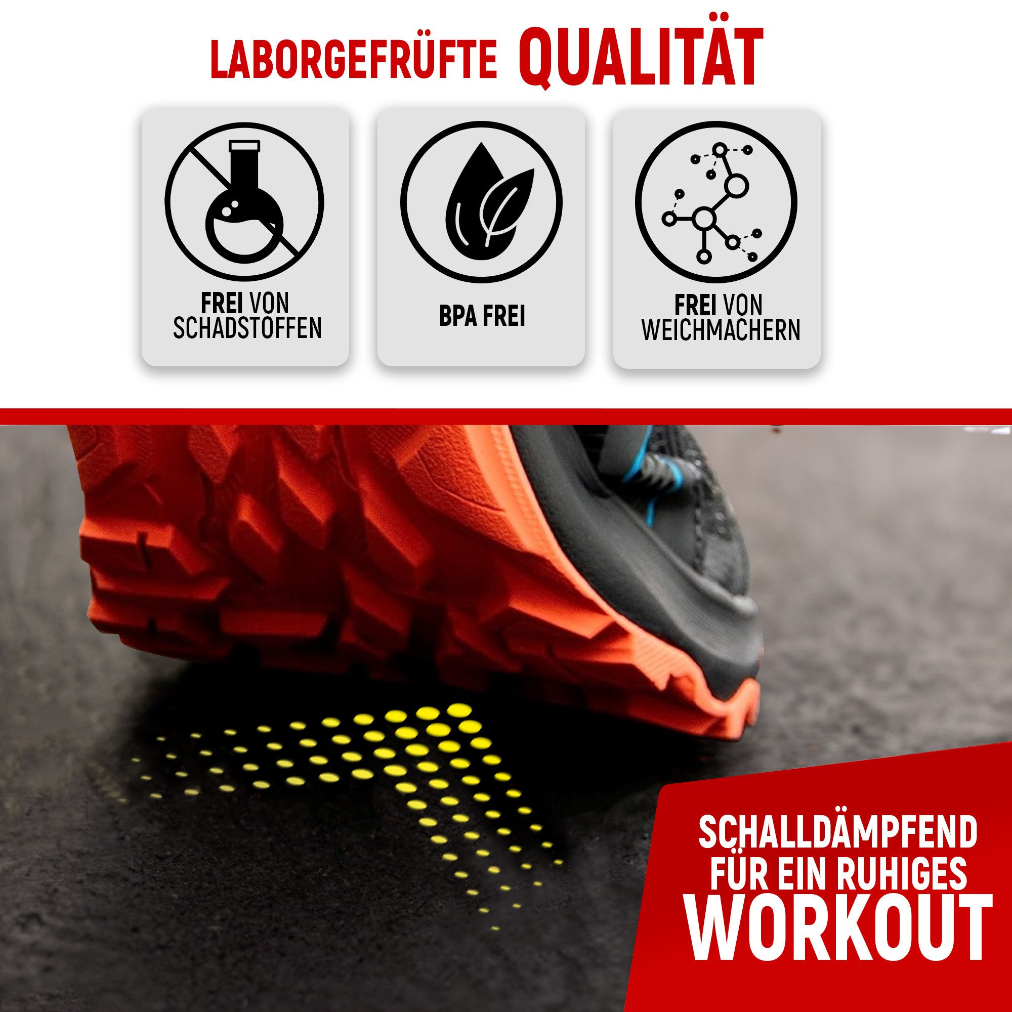 NEOLYMP Bodenmatte Robuste Bodenschutzmatte - Fitness - Schutzmatte Boden - Fitnessmatte (8 Puzzlestücke inkl. Randteile, 8 Schutzmatten Boden inklusive Randstü – Bild 5 von 5
