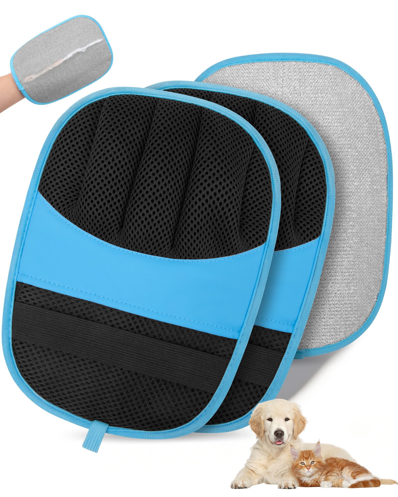 FOUORTUNATE-BEE Fellpflegehandschuh 2er Set Tierhaarhandschuhe mit 5-Finger-Design für Sofa & Kleidung, (2-tlg), Verbesserte Fellhandschuhe für Auto, Sofa und Kleidung, 2 Stück