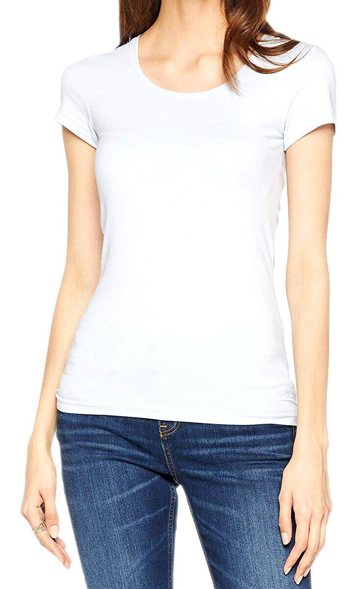 ONLY T-Shirt Damen Basic Shirt mit Rundhalsausschnitt