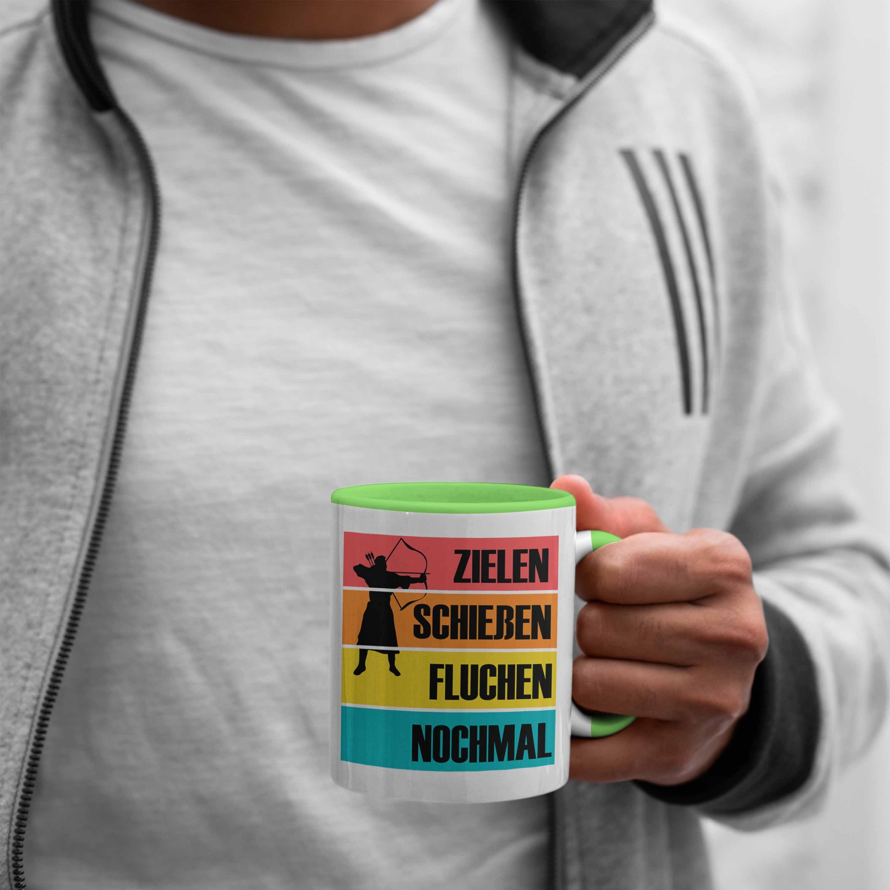 Tasse Bogenschütze Bogenschießen Geschenk Trendation Tasse Spruch und für B Grün Pfeil - mit