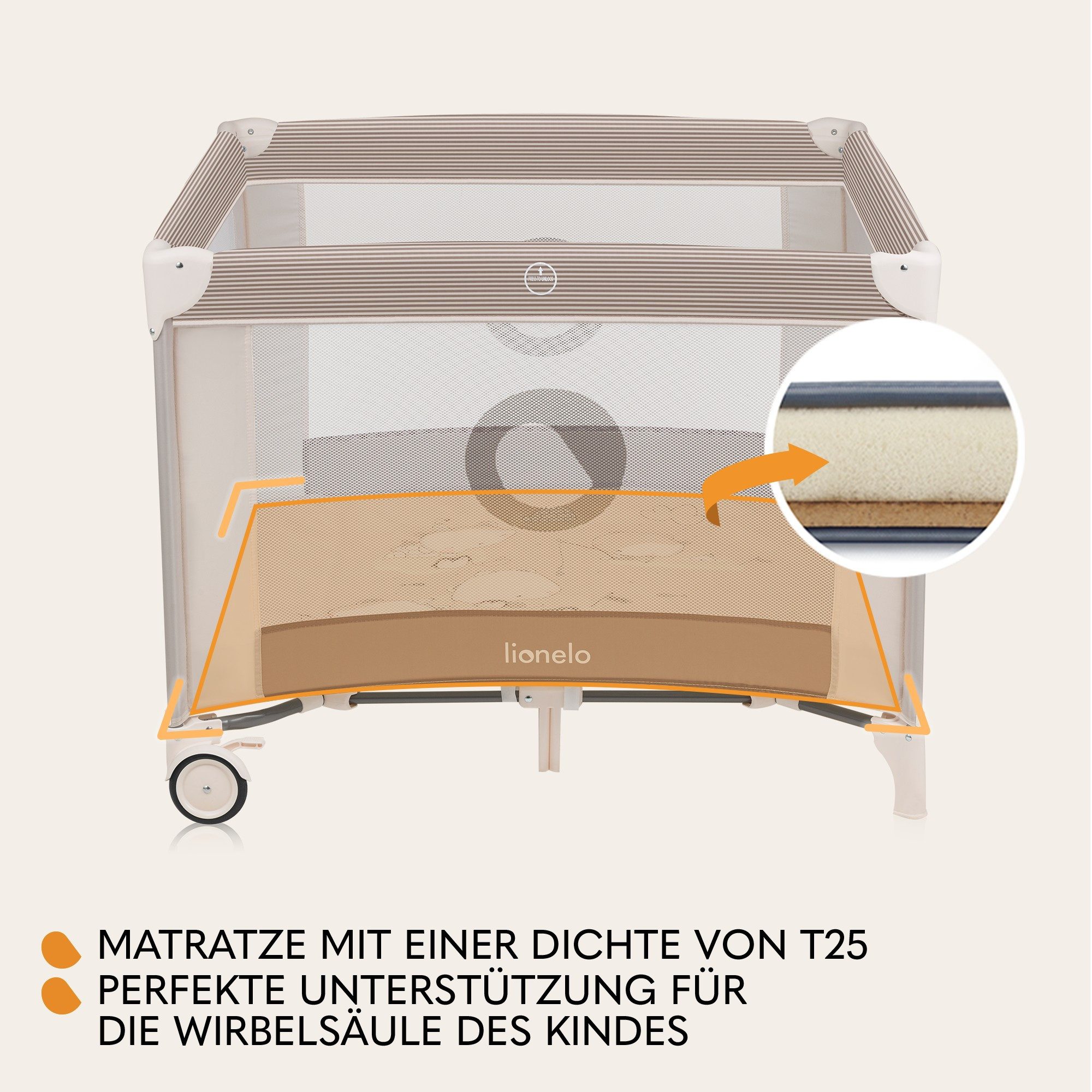 lionelo Laufgitter BONNIE (Set), Große Fläche, Seiteneingang, leicht klappbar, Transporttasche – Bild 4 von 5