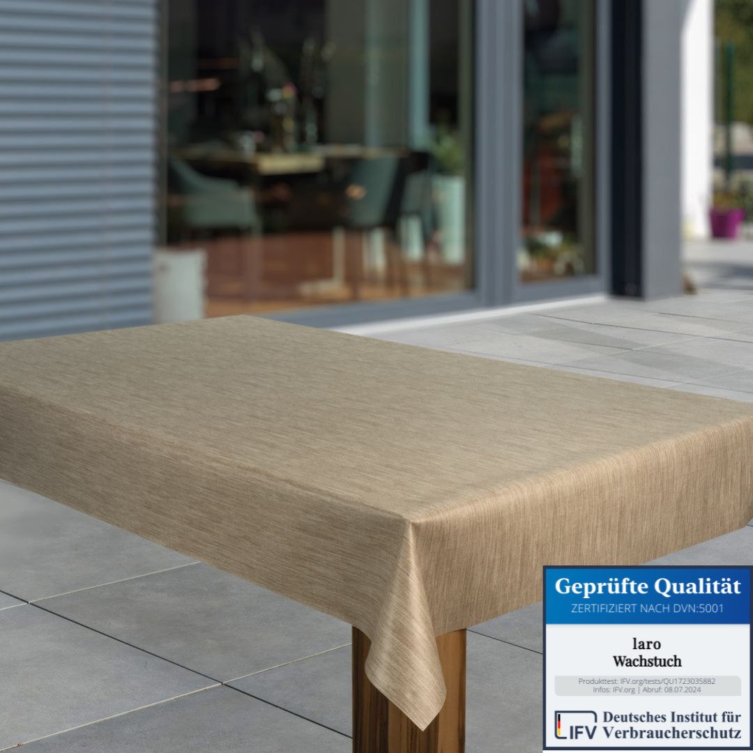 laro Tischdecke Wachstuch-Tischdecken Abwaschbar Leinenoptik Beige günstig online kaufen