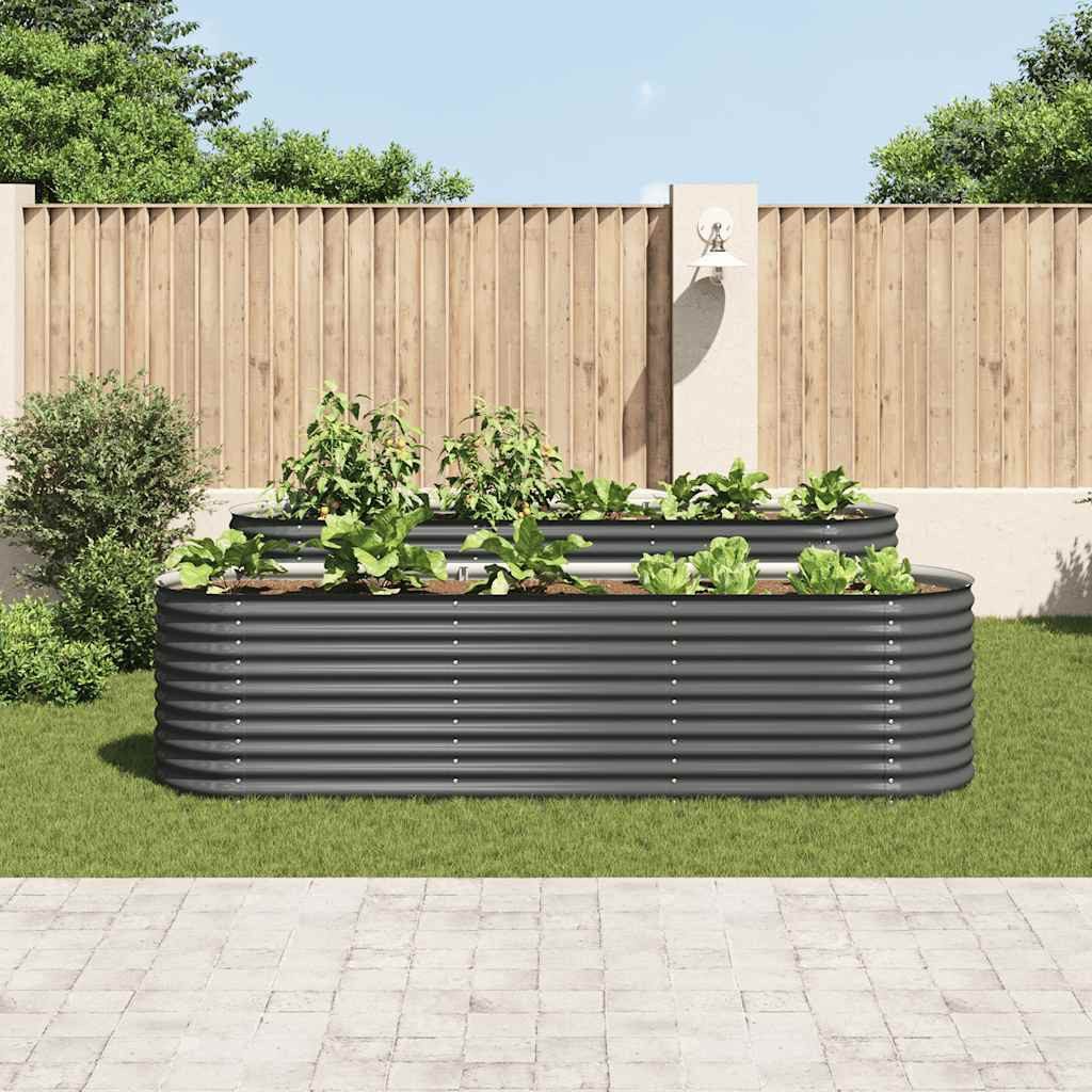 vidaXL Hochbeet Garten-Hochbeet 320x80x81 cm Verzinkter Stahl Grau (1 St)