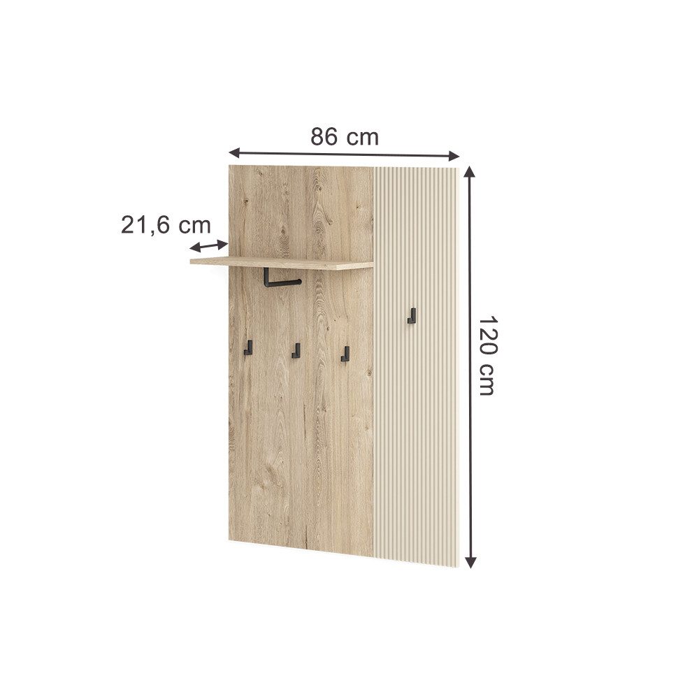 Vicco Garderobenschrank Puerto, Eiche/Cashmere, 86 x 120 cm