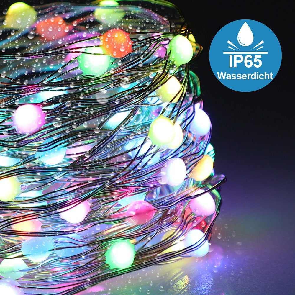 Rosnek LED-Lichterkette Smart, wasserdichte; Fernbedienung IP65 Kupferdraht Licht, Party Weihnachtsdekoration, RGBW, 50-flammig