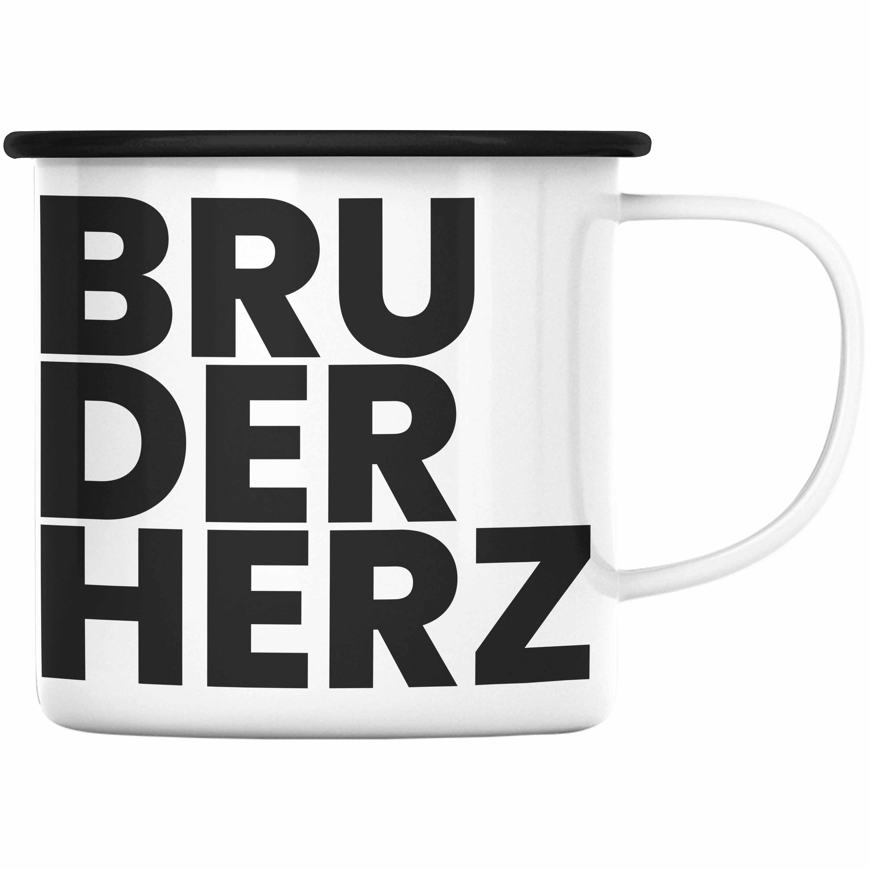 Trendation Thermotasse Trendation - Bester Bruder Emaille Tasse Geschenk Geburtstag Weihnachten Lustig Bruderherz Geschenkideen Erwachsen Schwarz