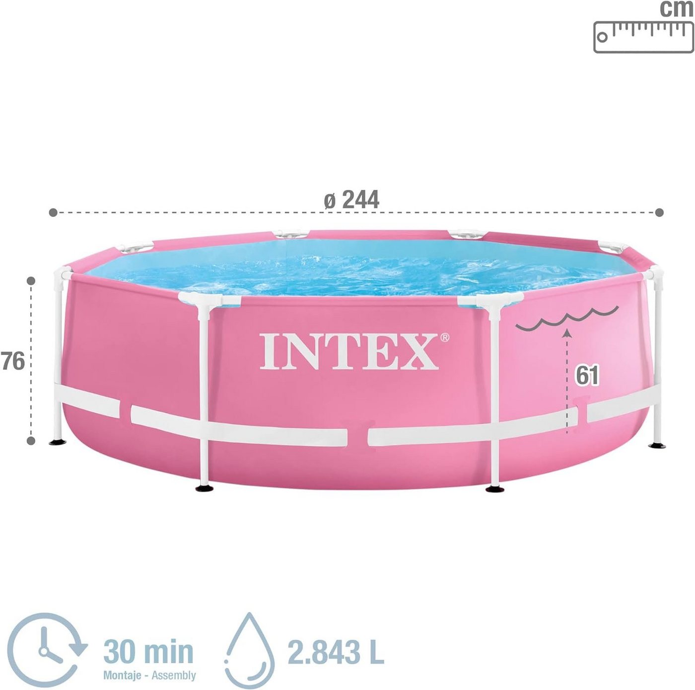 Thumbnail - Intex Pool 28290NP - Pink Metal Frame Pool (244x76cm)