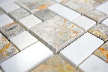 Mosani Mosaikfliesen Marmor Mosaik Fliese anthrazit weiss rost Kombination