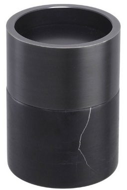 Casa Padrino Kerzenhalter Luxus Kerzenhalter Set Schwarz / Bronzefarben - 3 runde Marmor Kerzenhalter - Luxus Qualität - Deko Accessoires