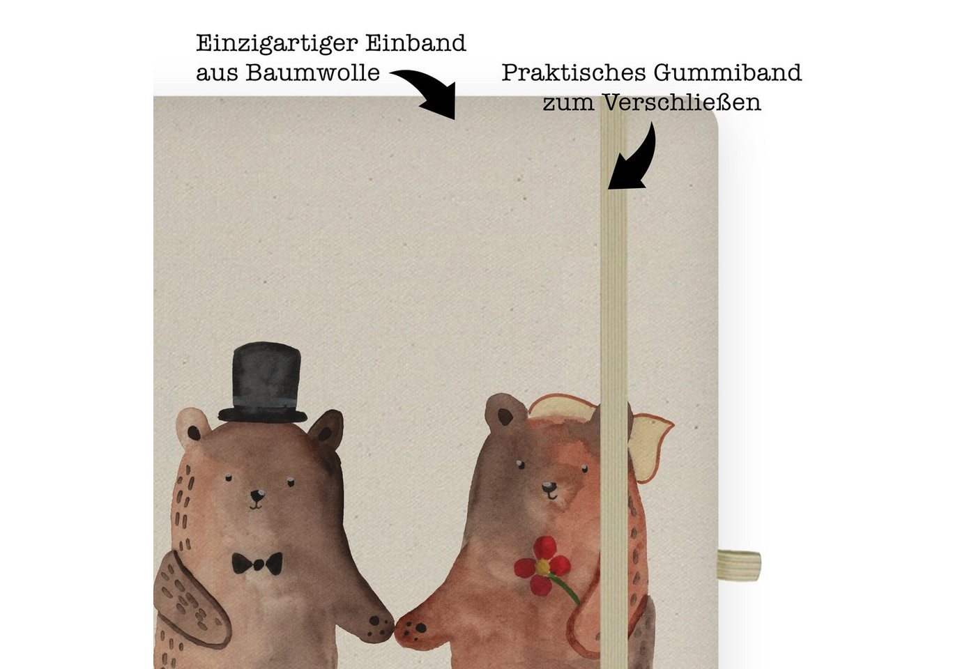 Thumbnail - Mr. & Mrs. Panda Notizbuch Bär Heirat - Transparent - Geschenk, Notizheft, Eintragebuch, Notizen Mr. & Mrs. Panda, Echte...