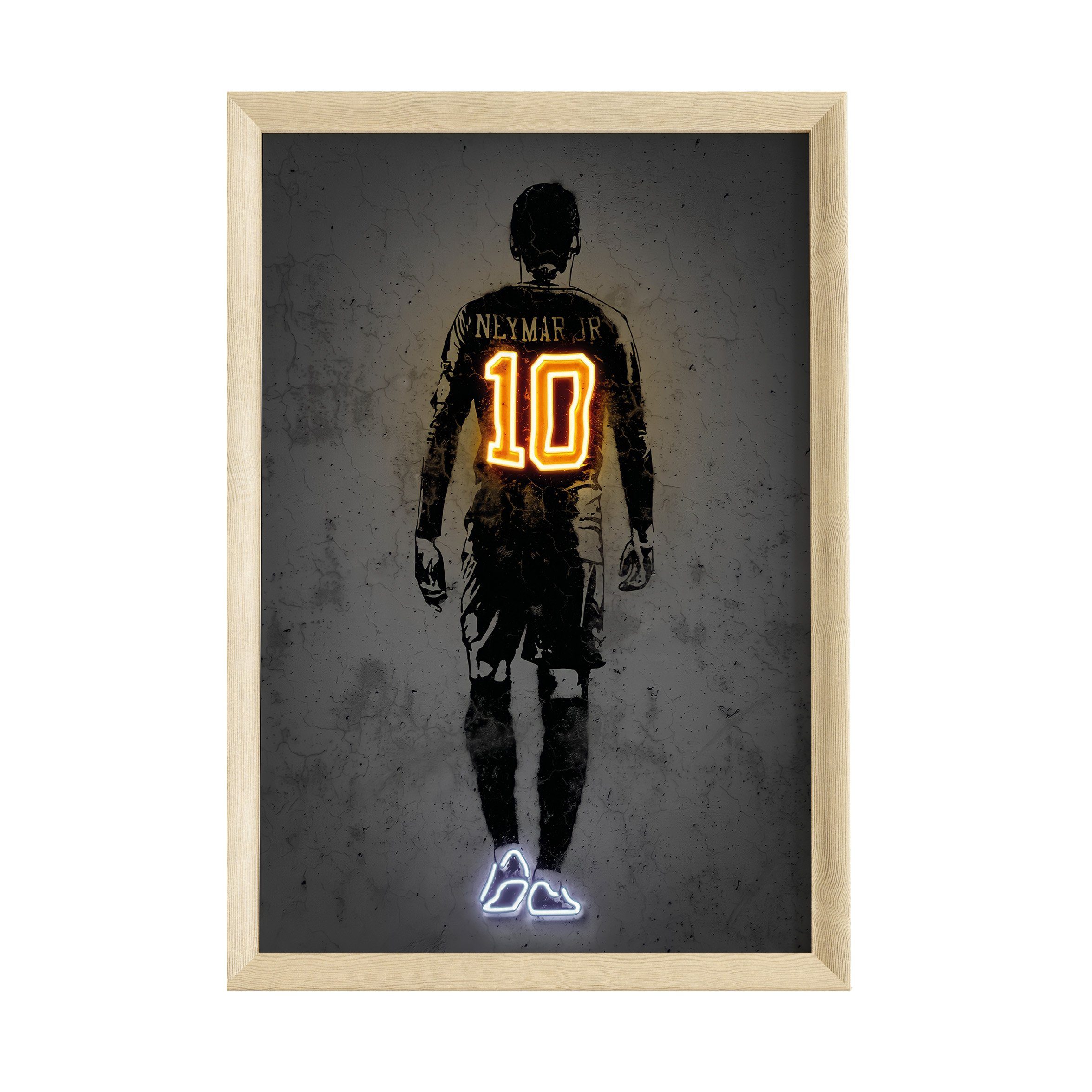 JUSTGOODMOOD Poster Premium ® Neymar Junior Fußball Poster · Neon Effekt · ohne Rahmen