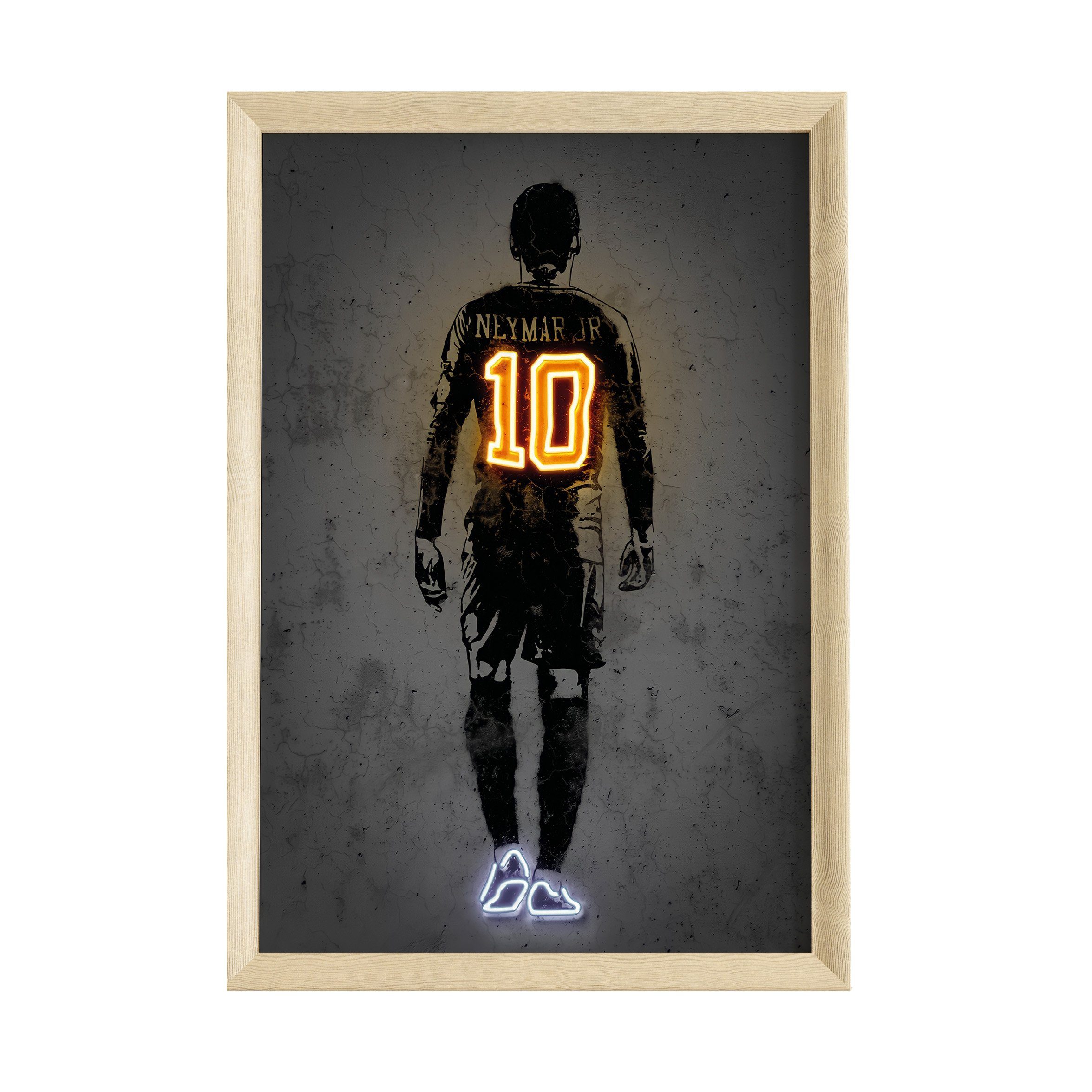 JUSTGOODMOOD Плакат Premium ® Neymar Junior Fußball Плакат · Neon Effekt · ohne Rahmen