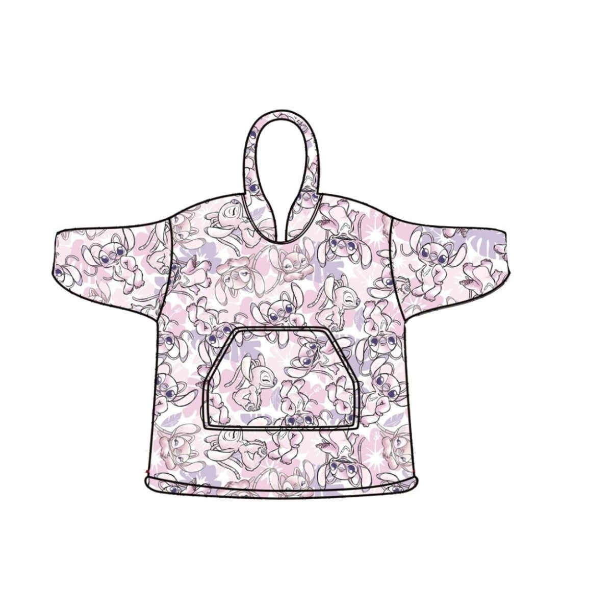 Aymax sprl Fleeceponcho Disney Stitch Kuschelponcho Erwachsene Fleece Hoodie mit Kapuze