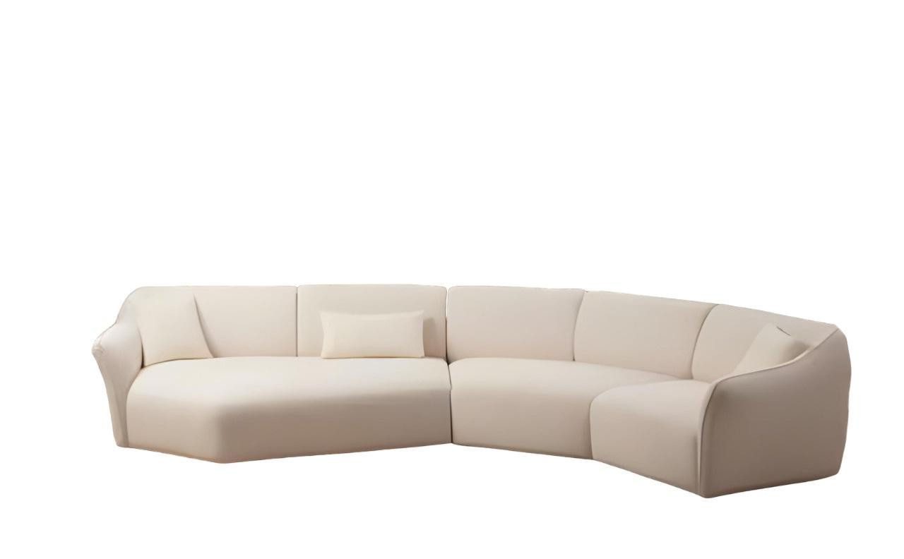 Xlmoebel 4-Sitzer Designer Wohnzimmer Möbel Weißes Stoffsofa Hochwertige Textil Couch, Hergestellt in Europa