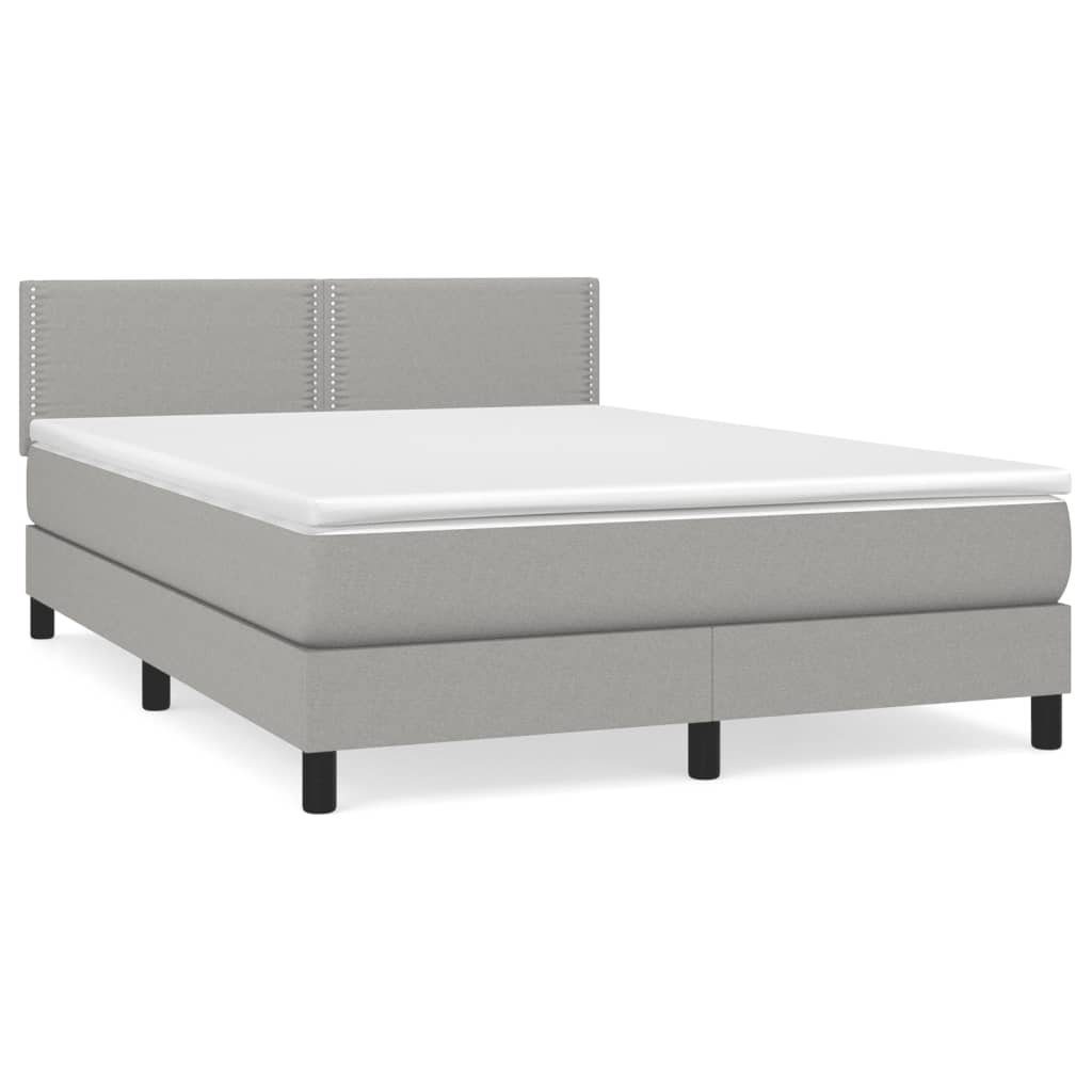 Boxspringbett 140 x 200 cm Boxspringbett mit Matratze Hellgrau 140x200 cm Stoff Bett