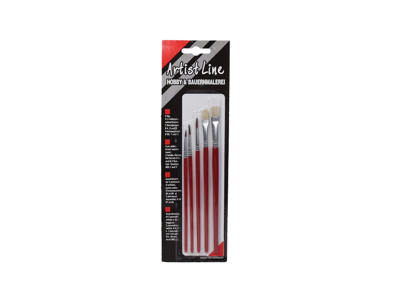 ASKON Malpinsel Pinselset Hobby, (Set, 5 St), 3 Feinhaar-, 2 Borstenpinsel