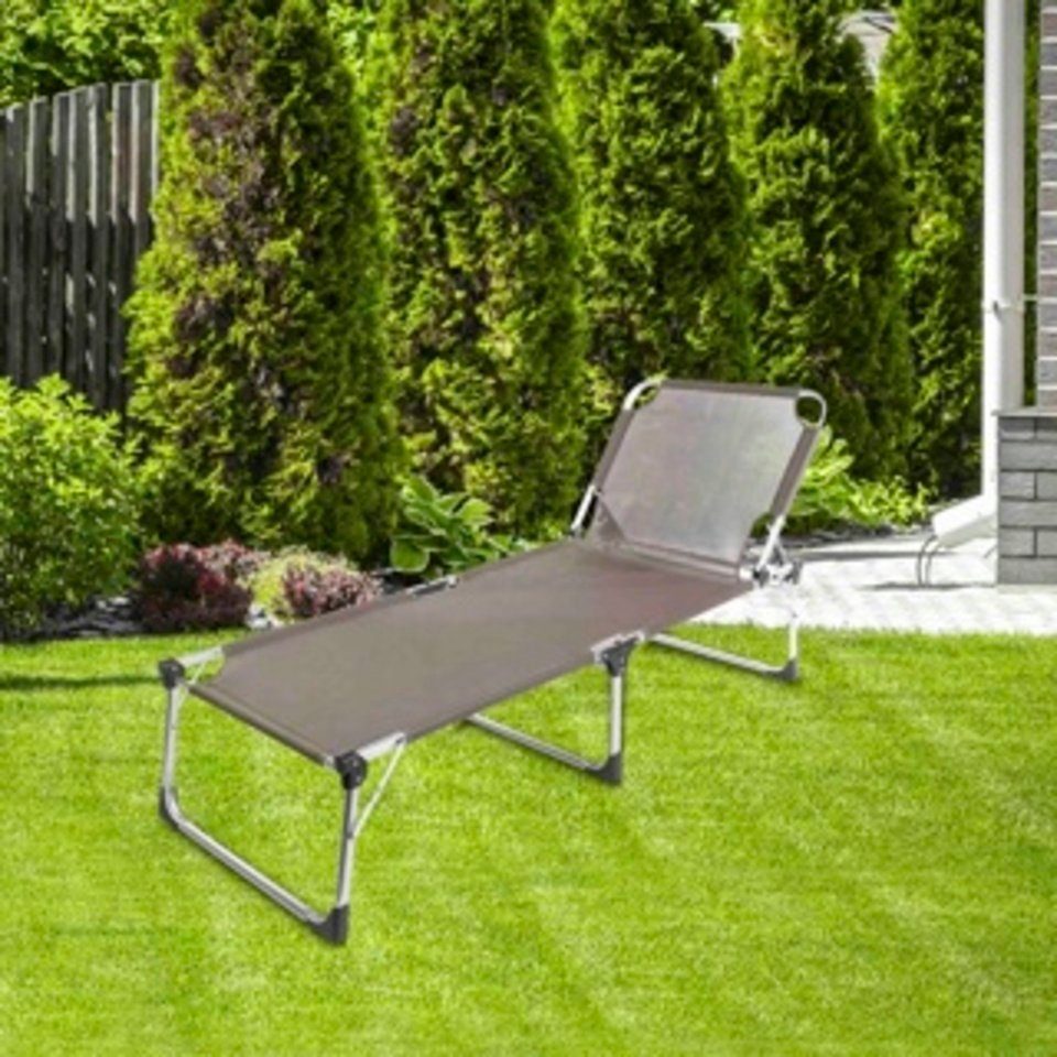 Haushalt International Gartenliege Dreibeinliege/Sonnenliege XXL taupe Maße ca. 207x69,5x38,5cm, 1 St.
