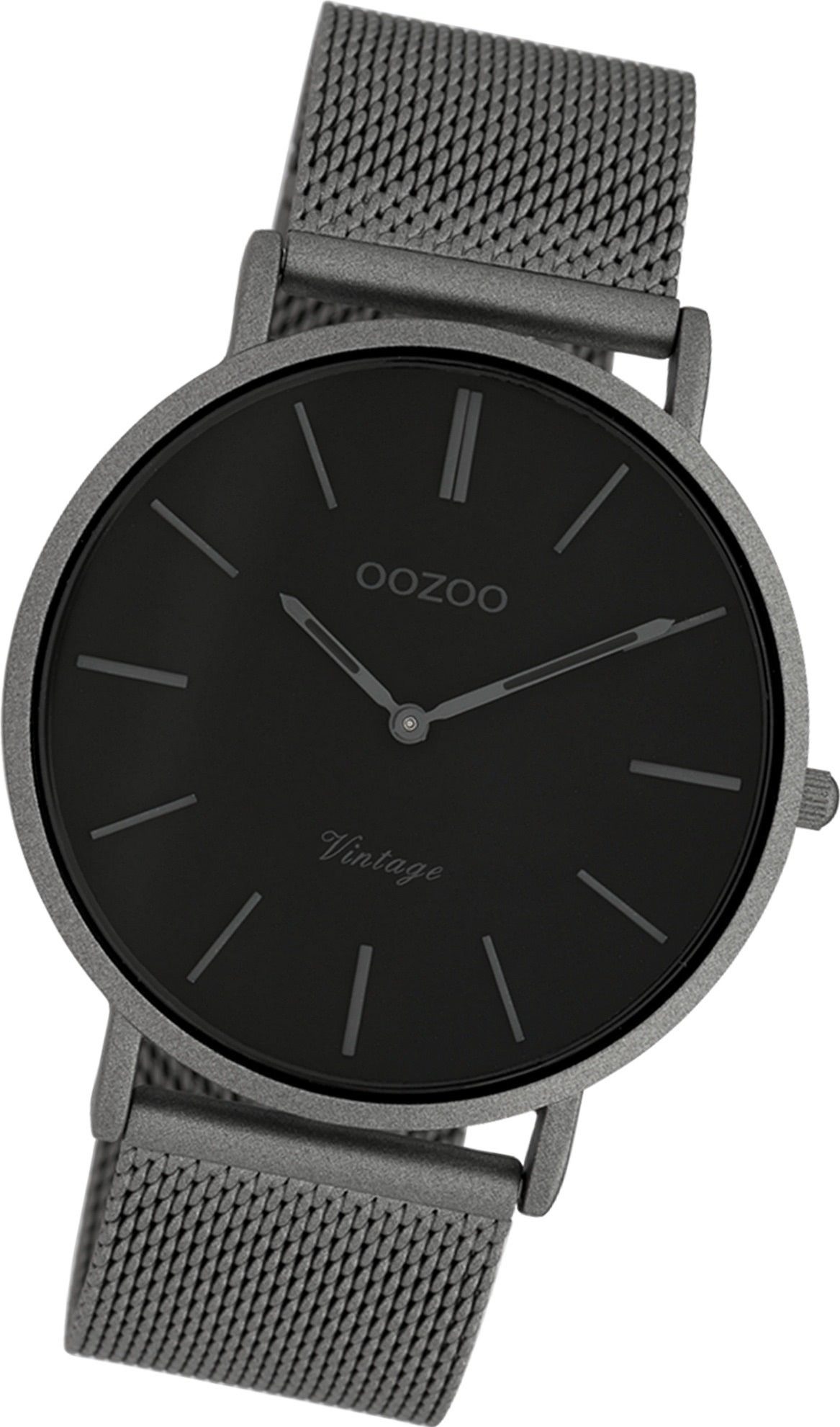Quarzuhr Oozoo Herren-Uhr grau Analog Vintage