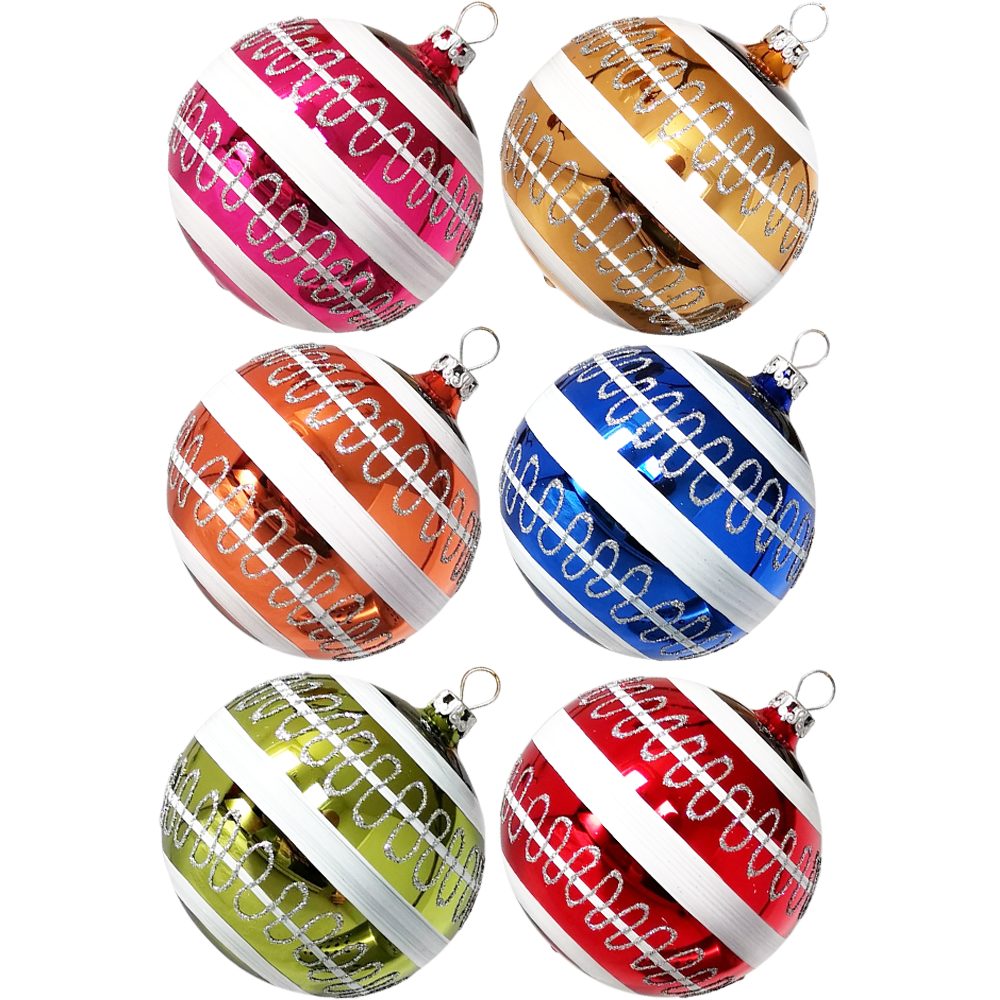 Schatzhauser Weihnachtsbaumkugel Weihnachtskugel-Set Welle (6 St), mundgeblasen, handbemalt