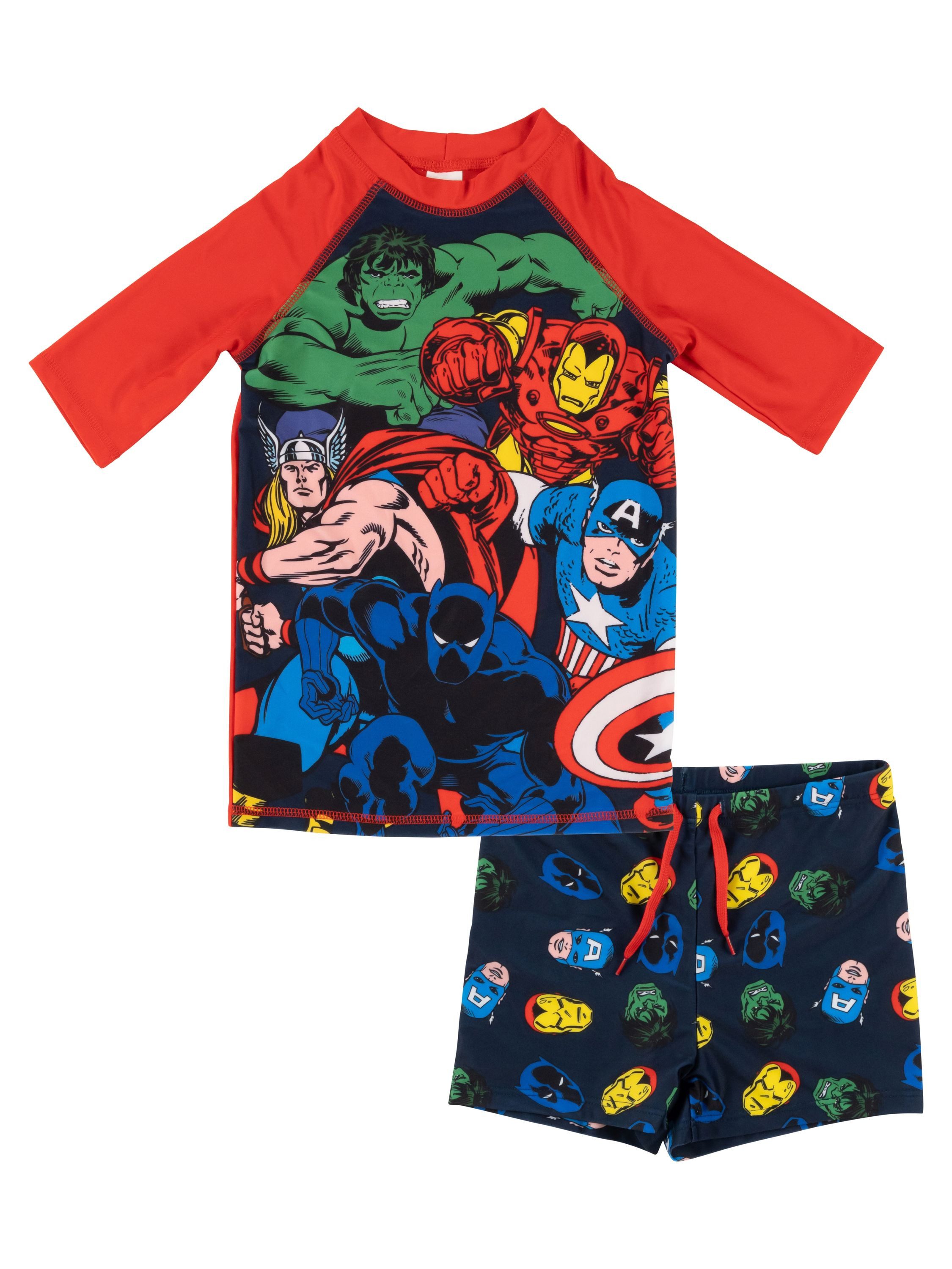 United Labels® Badeanzug Marvel The Avengers Schwimmset UV-Schutz 30 Badeanzug Zweiteiler