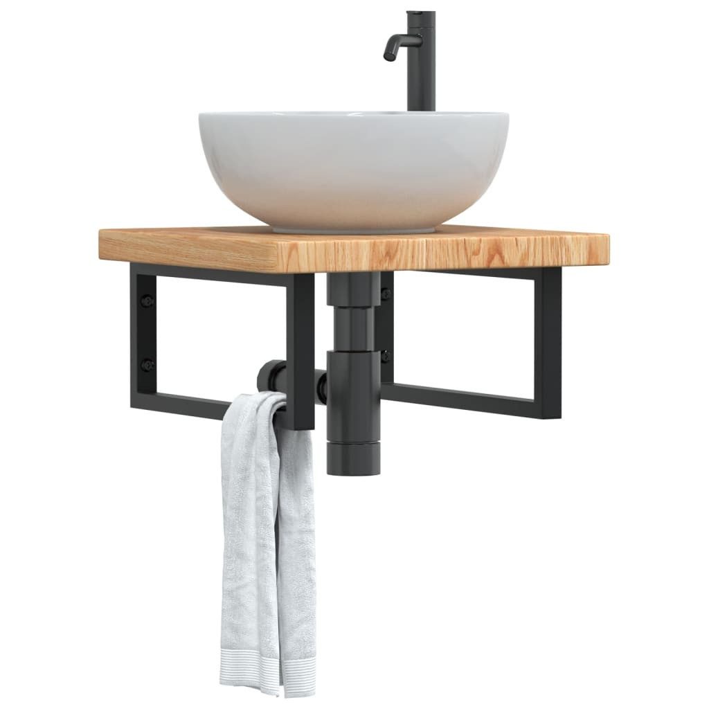 vidaXL Badezimmerspiegelschrank Waschtischplatte mit Halterung Stahl und Massivholz Eiche (1-St)