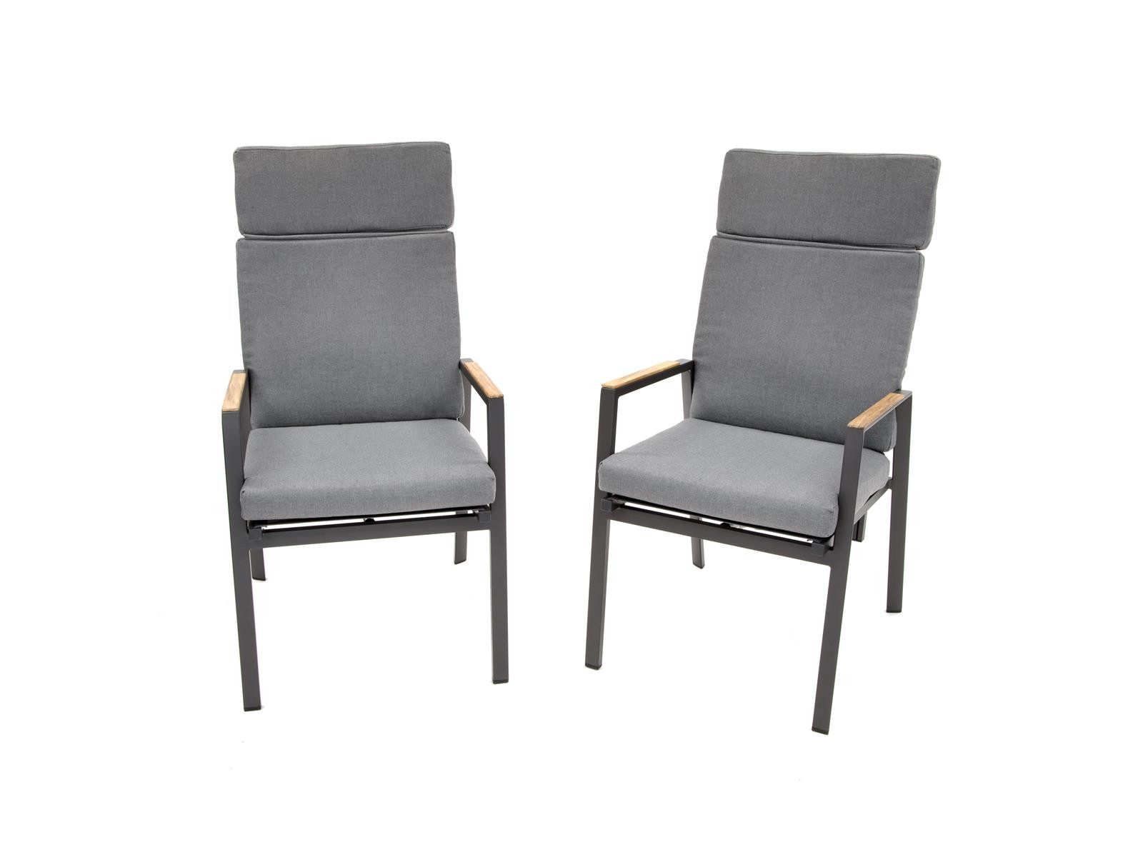 bellavista - Home&Garden® Gartenstuhl »Newport« 2er Set Stapelstühle Alu Armlehnen Gartensessel Hochlehner (Set), Aluminium, stapelbar, verstellbar - Garten, Terrasse, Balkon & Outdoor