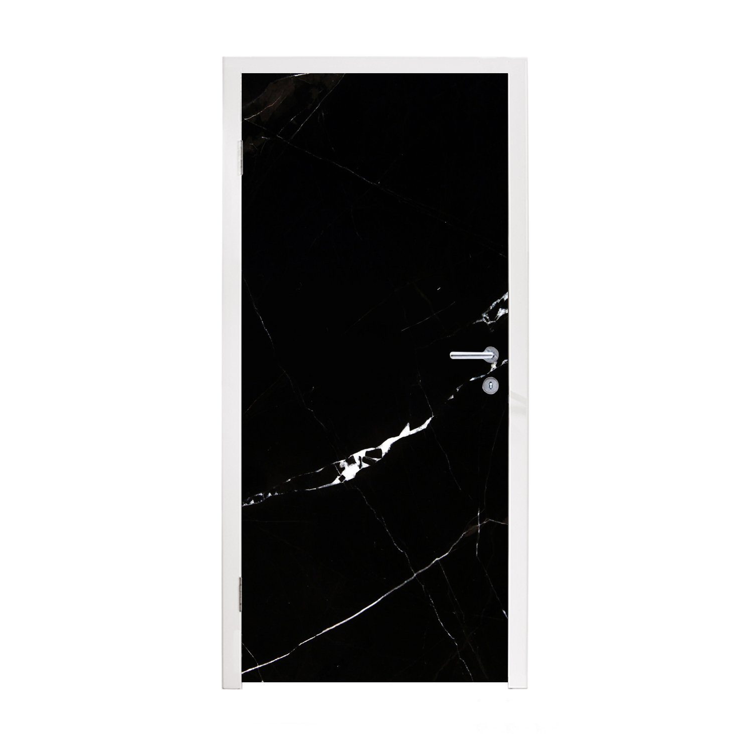 MuchoWow Türtapete Marmor - Schwarz - Natursteine, Matt, bedruckt, (1 St), Fototapete für Tür, Türaufkleber, 75x205 cm