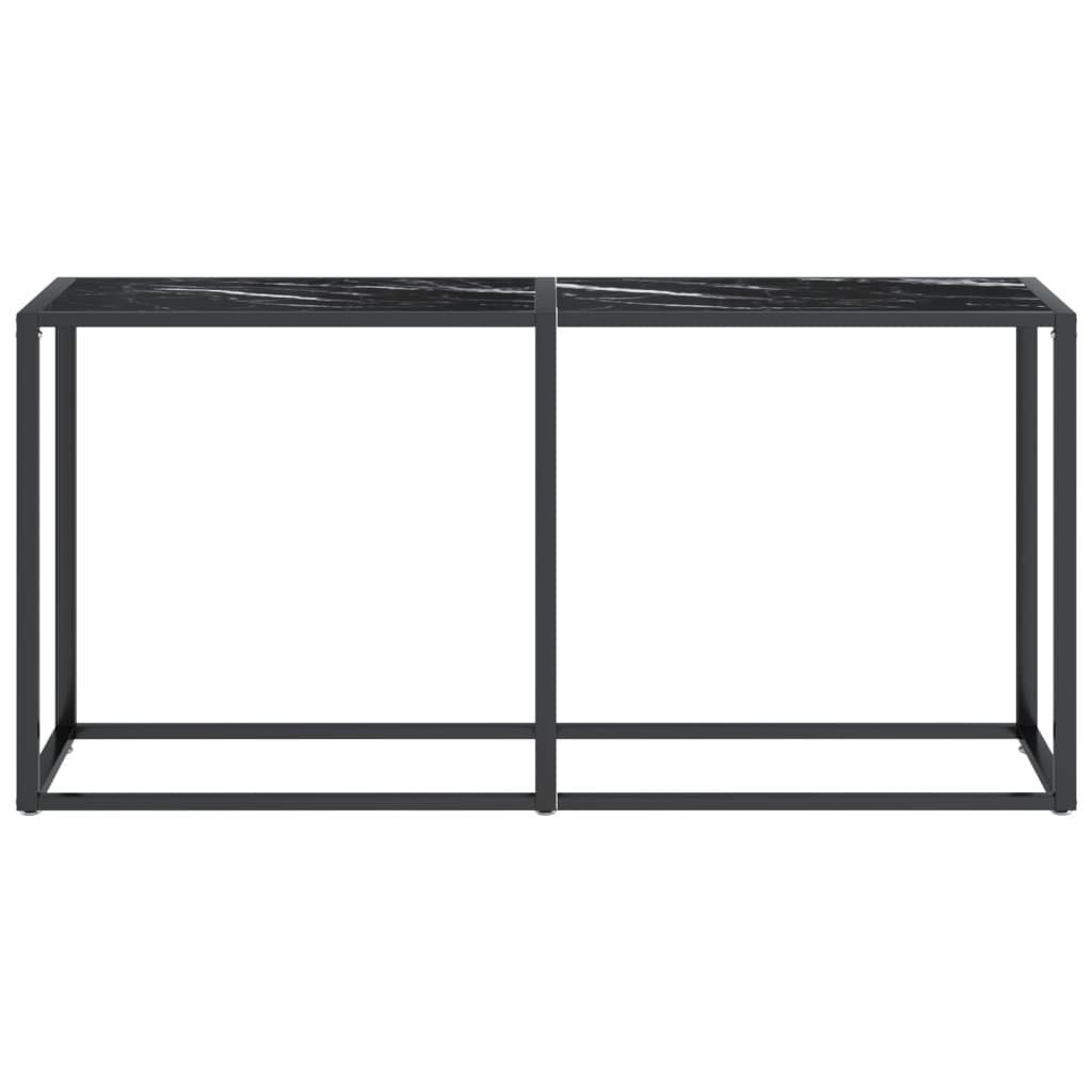 Beistelltisch Hartglas cm 160x35x75,5 Konsolentisch furnicato Schwarz Marmor-Optik (1-St)