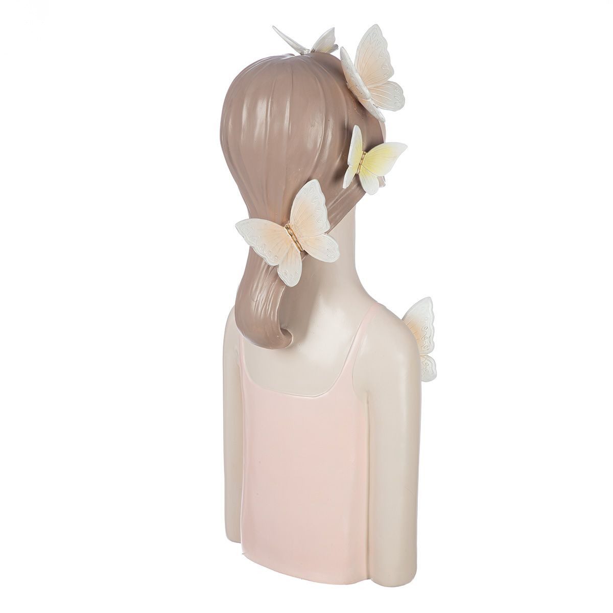MF Skulptur Dekofigur Lady Butterfly Schmetterlingsmotiv Kunstharz Rosa Weiß (1 St)