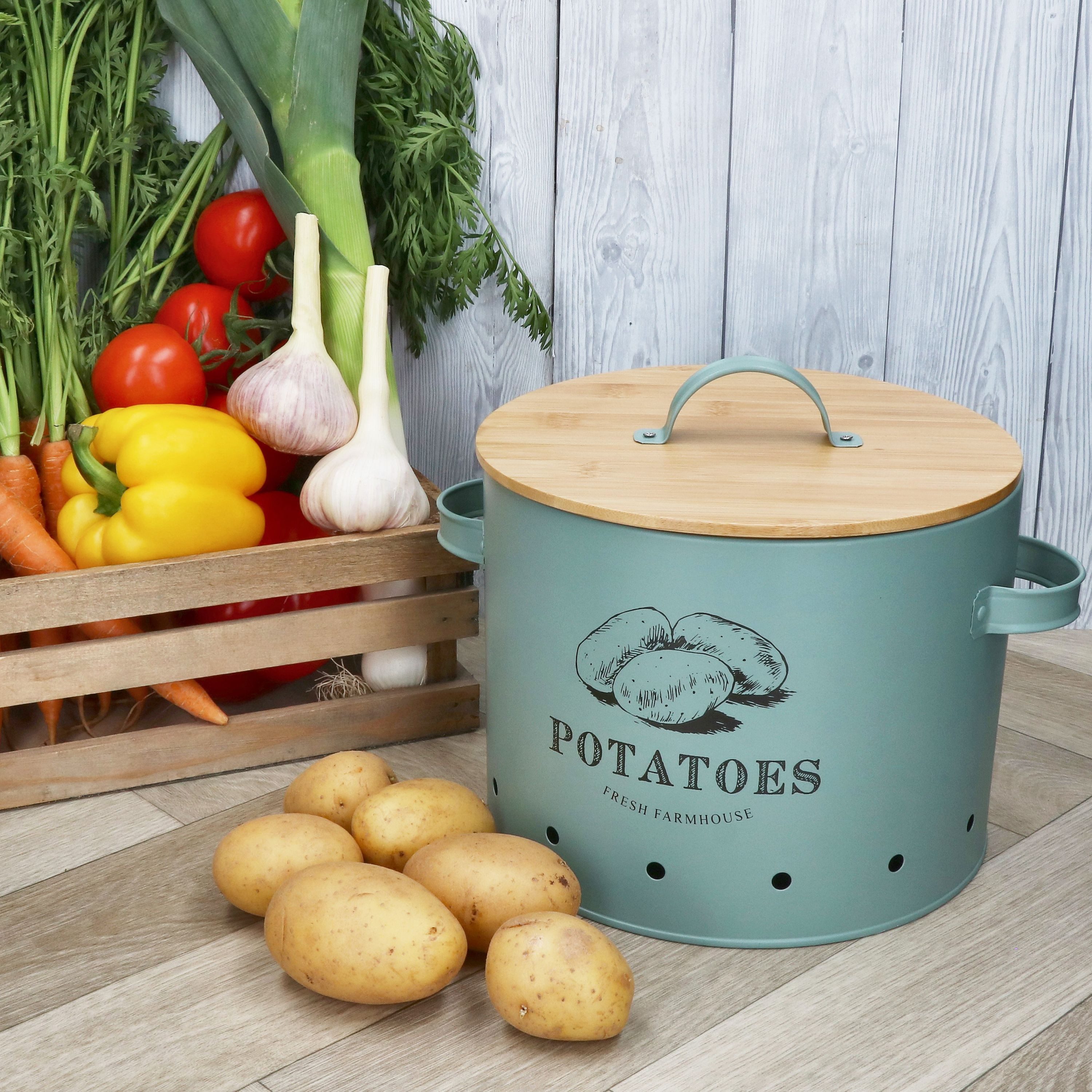 MamboCat Vorratsglas Kartoffeltopf Fresh Metall-Dose mit Bambusdeckel mint Vorratsdose, Metall – Bild 3 von 5