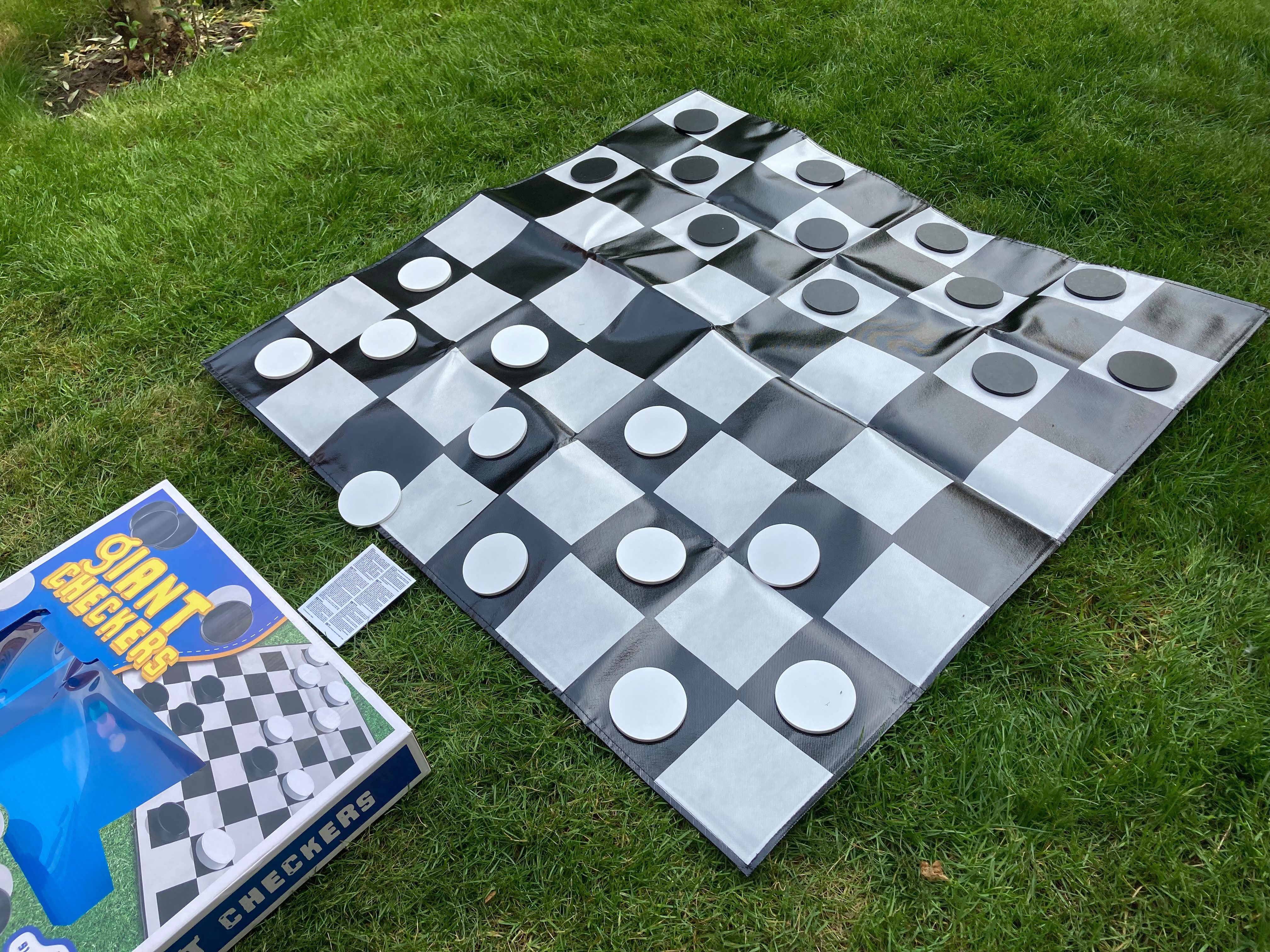 Koopman Spiel Rasenspiel Spielplan aus Folie Bunt 91x91 cm, Brettspiel, Dame Spiel, XXL, Gartenspiel, 91x91cm