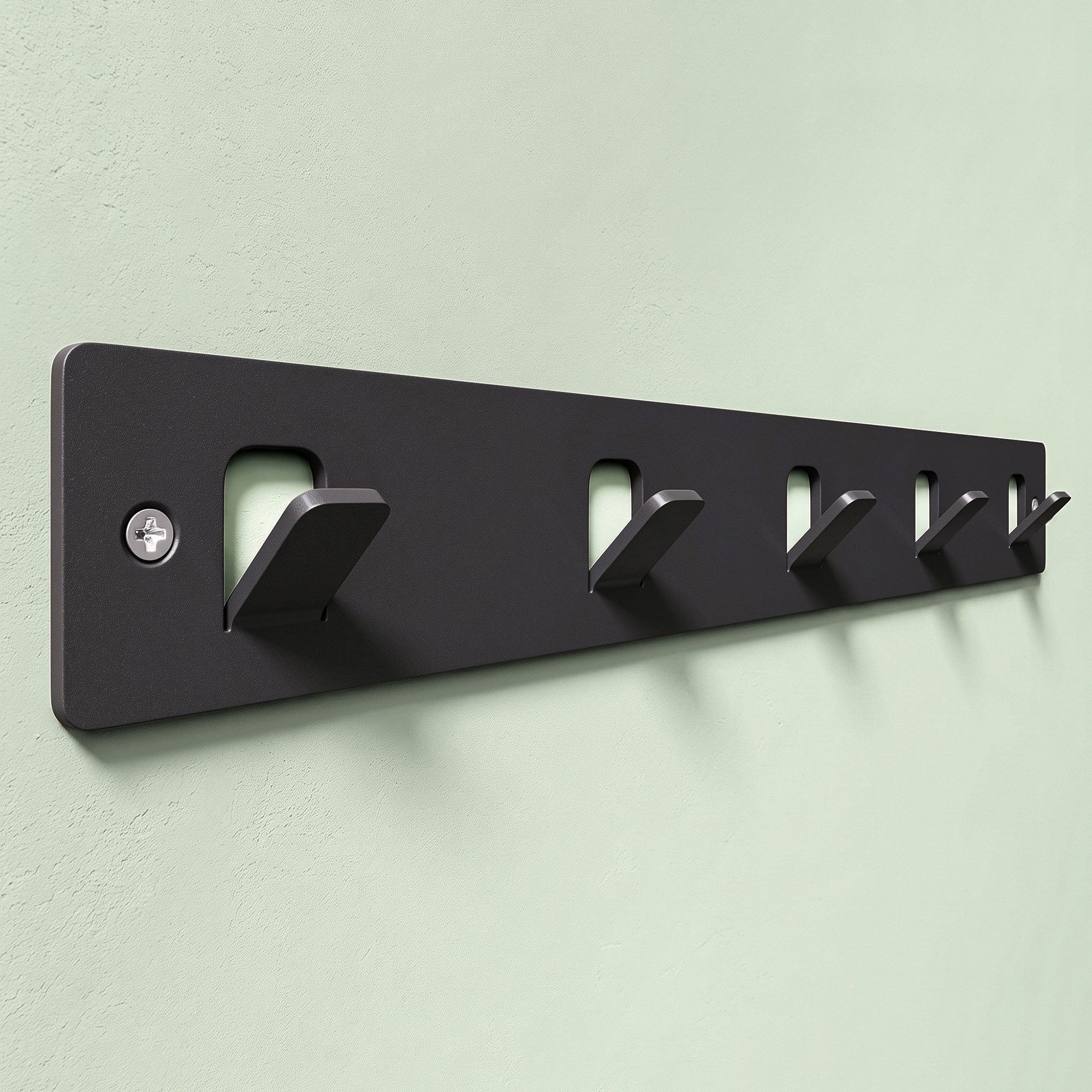 Mai & Mai Hakenleiste Wandgarderobe Wandhaken 5 Haken Kohlenstoffstahl Stalo-14, 45° Anti-Rutsch Haken,Kleben oder Bohren,Kohlenstoffstahl, rostfrei