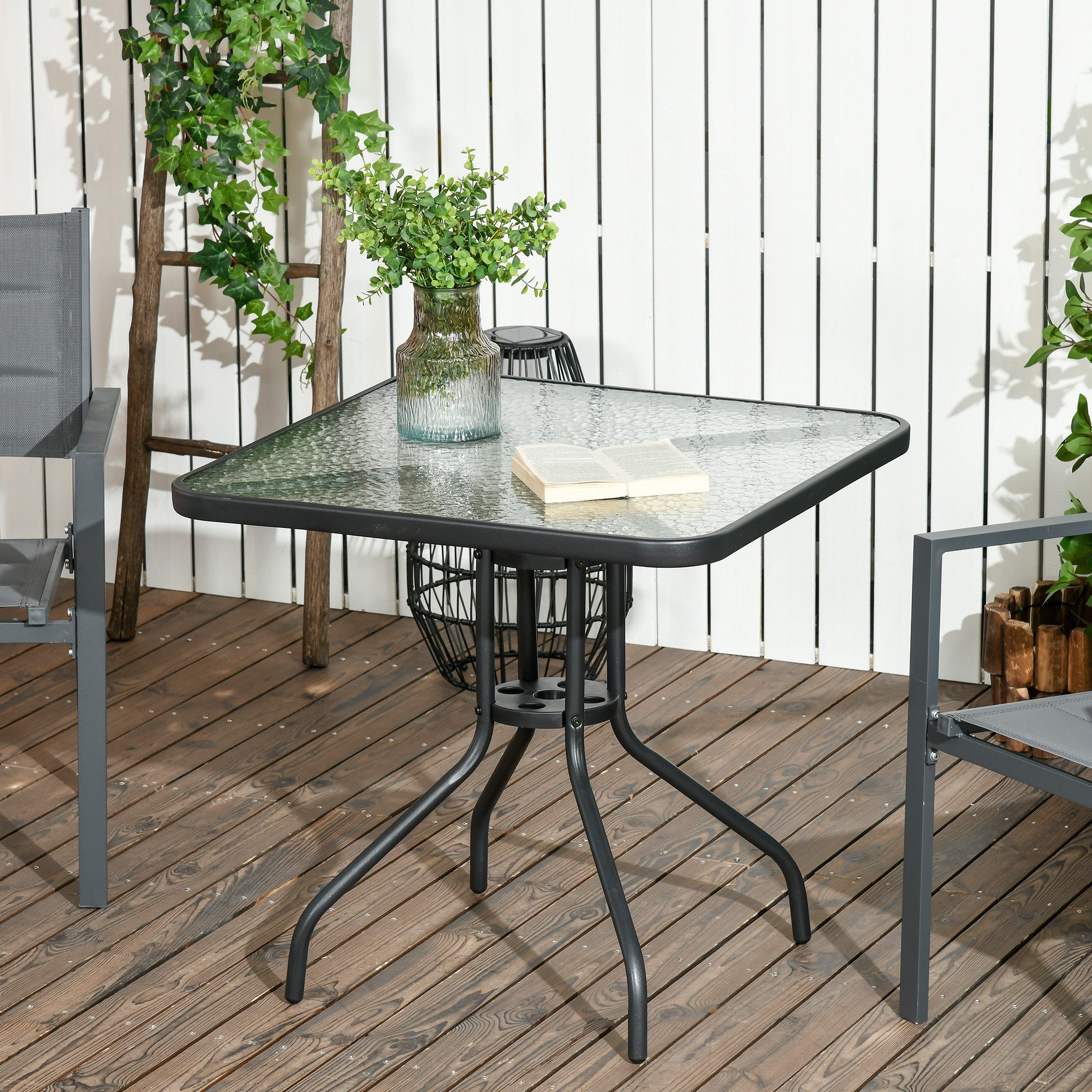 Gartentisch Metall Wetterfest mit Schirmloch Campingtisch Terrassentisch