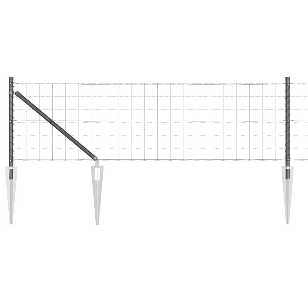 furnicato Zaun Outdoor-Zaunpaneel Set 2500 x 3,2 x 80 cm Grau Stahl, (1-St), Wetterfester Maschendrahtzaun mit Pfosten und stabilen Spannern